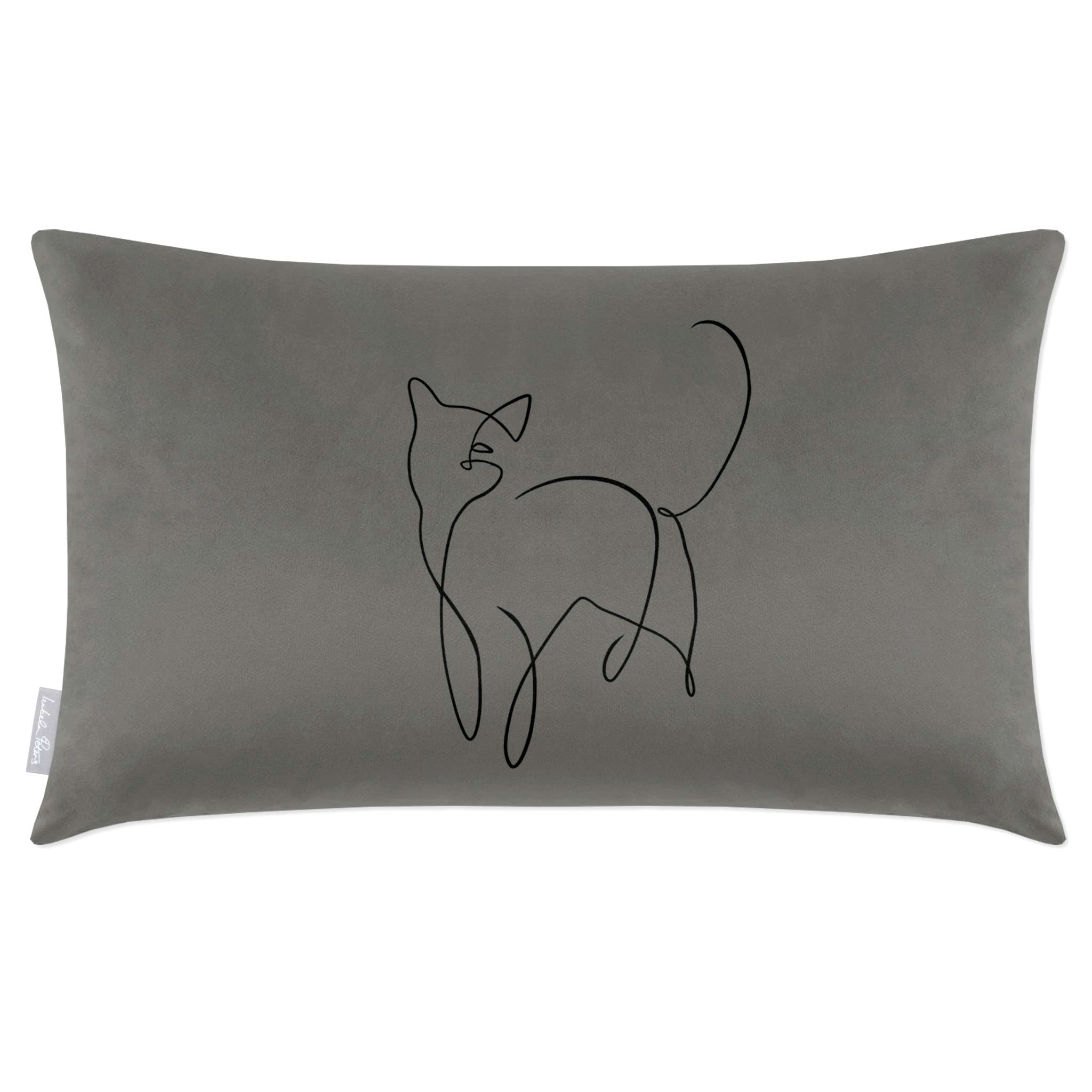 Cat | Sustainable Velvet Rectangle Cushion - Beluga 50 x 30 cm Cover Only by Izabela Peters