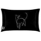 Cat | Sustainable Velvet Rectangle Cushion in Black and White 50 x 30 cm Cover Only | Izabela Peters