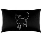 Cat | Sustainable Velvet Rectangle Cushion - Black and White 50 x 30 cm Cover Only by Izabela Peters