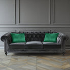 Cat | Sustainable Velvet Rectangle Cushion - Emerald Green 50 x 30 cm Cover Only by Izabela Peters