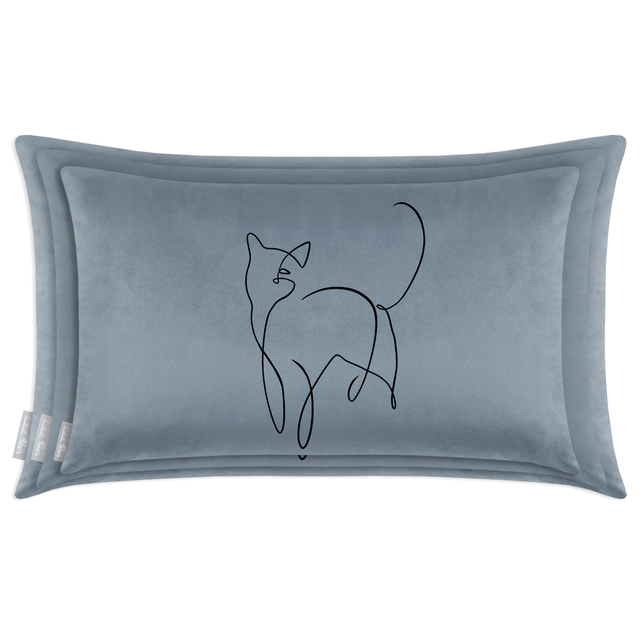 Cat | Sustainable Velvet Rectangle Cushion - French Grey 50 x 30 cm Cover Only by Izabela Peters