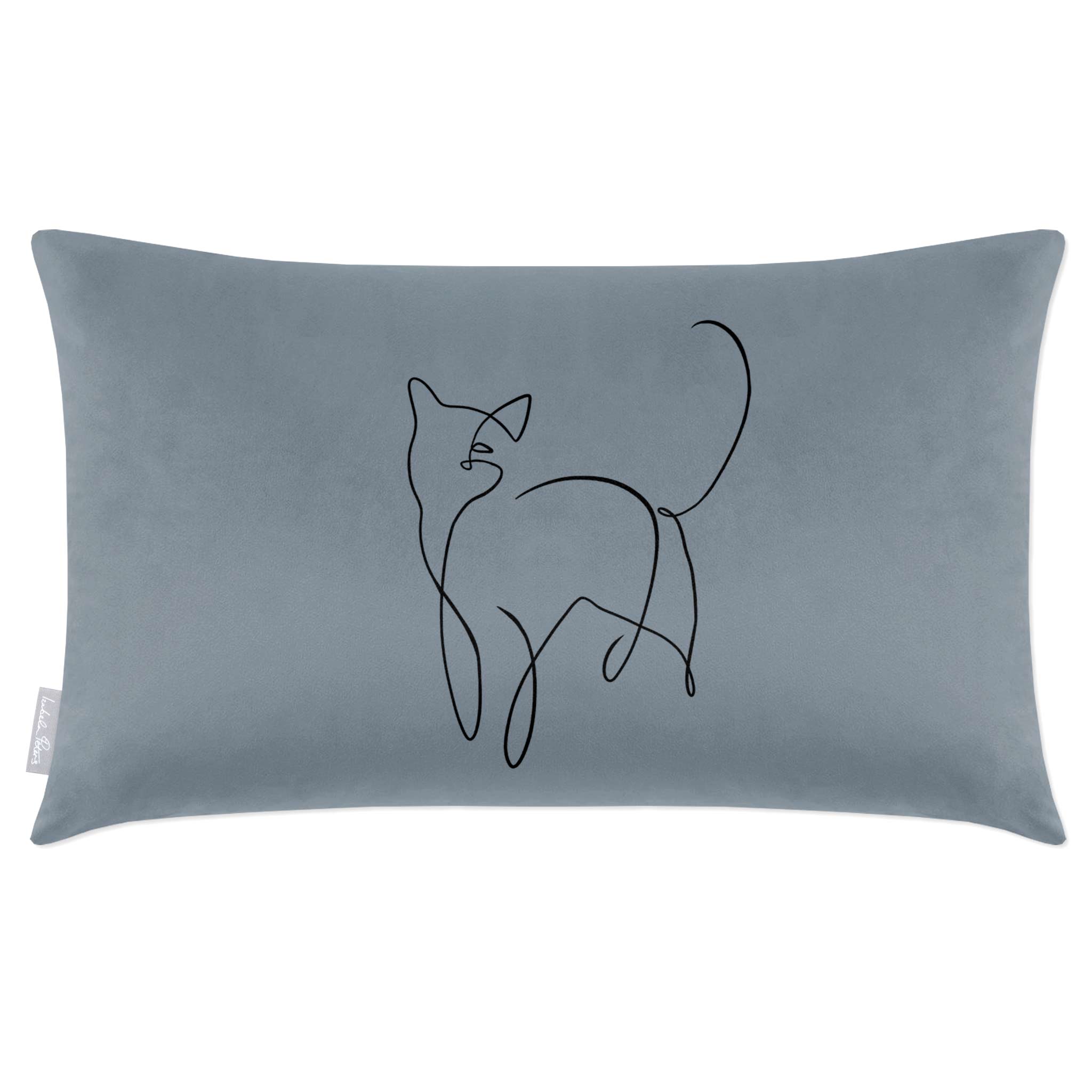 Cat | Sustainable Velvet Rectangle Cushion - French Grey 50 x 30 cm Cover Only by Izabela Peters