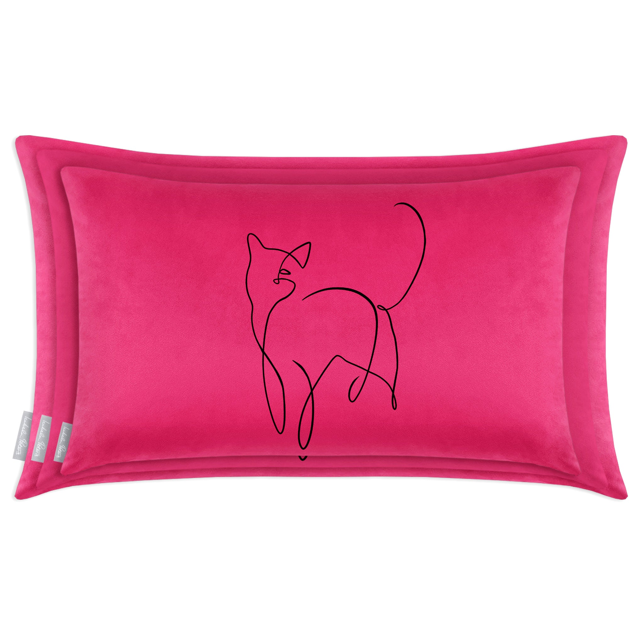 Cat | Sustainable Velvet Rectangle Cushion in Hot Pink 50 x 30 cm Cover Only | Izabela Peters
