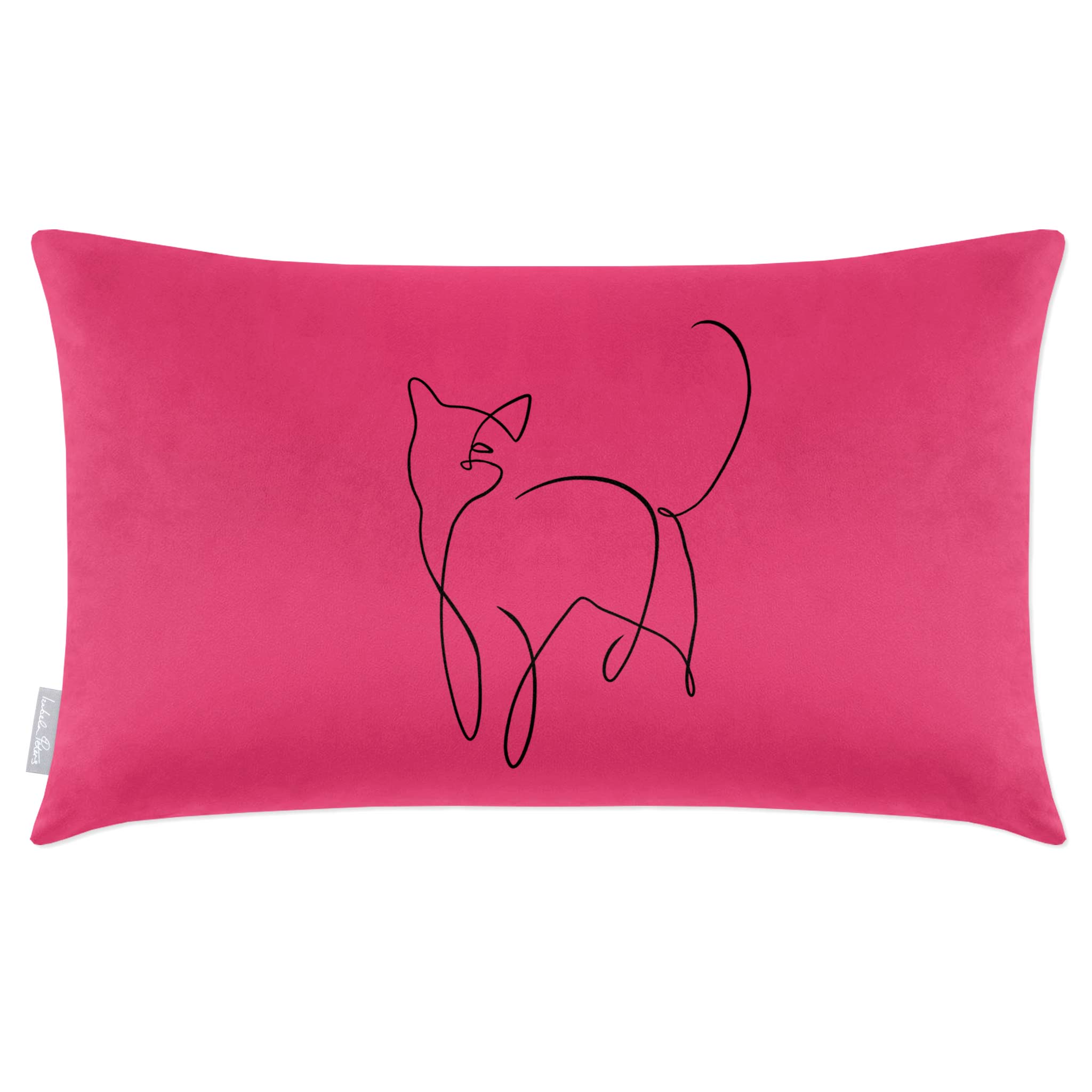 Cat | Sustainable Velvet Rectangle Cushion - Hot Pink 50 x 30 cm Cover Only by Izabela Peters