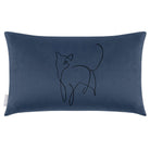 Cat | Sustainable Velvet Rectangle Cushion - Petrol Blue 50 x 30 cm Cover Only by Izabela Peters