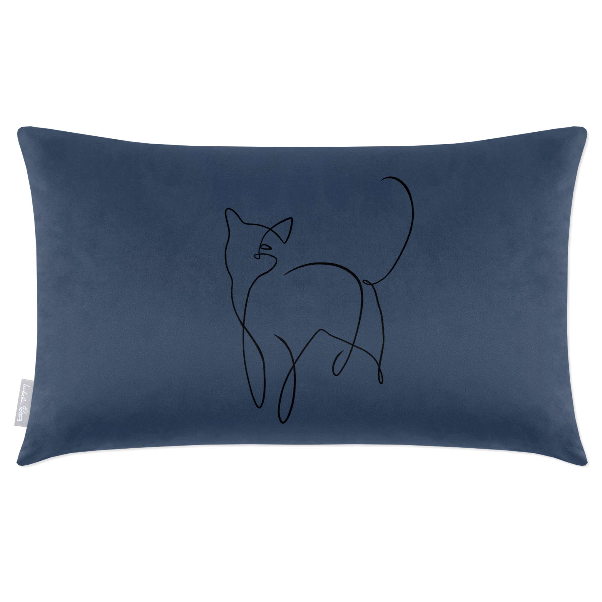 Cat | Sustainable Velvet Rectangle Cushion - Petrol Blue 50 x 30 cm Cover Only by Izabela Peters