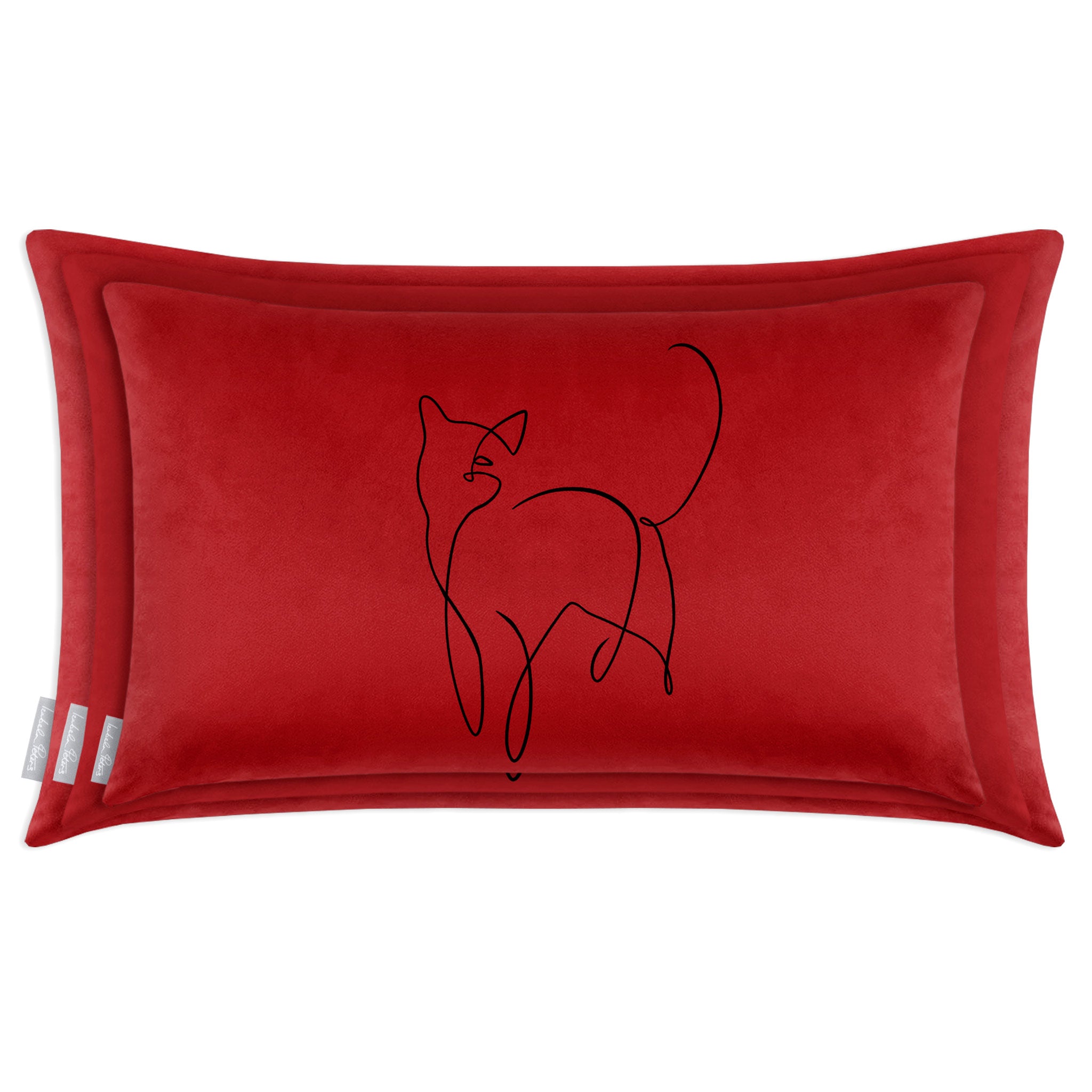 Cat | Sustainable Velvet Rectangle Cushion - Crimson Muse 50 x 30 cm Cover Only by Izabela Peters