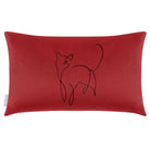 Cat | Sustainable Velvet Rectangle Cushion - Crimson Muse 50 x 30 cm Cover Only by Izabela Peters