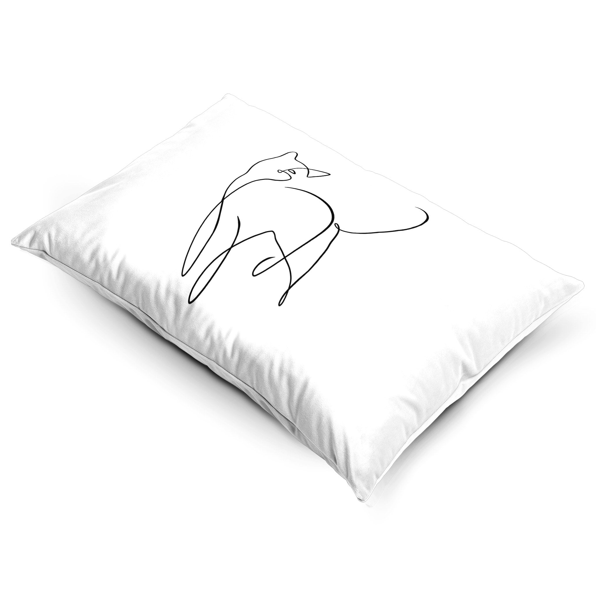 Cat | Sustainable Velvet Rectangle Cushion - White And Black 50 x 30 cm Cover Only by Izabela Peters
