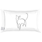 Cat | Sustainable Velvet Rectangle Cushion - White And Black 50 x 30 cm Cover Only by Izabela Peters