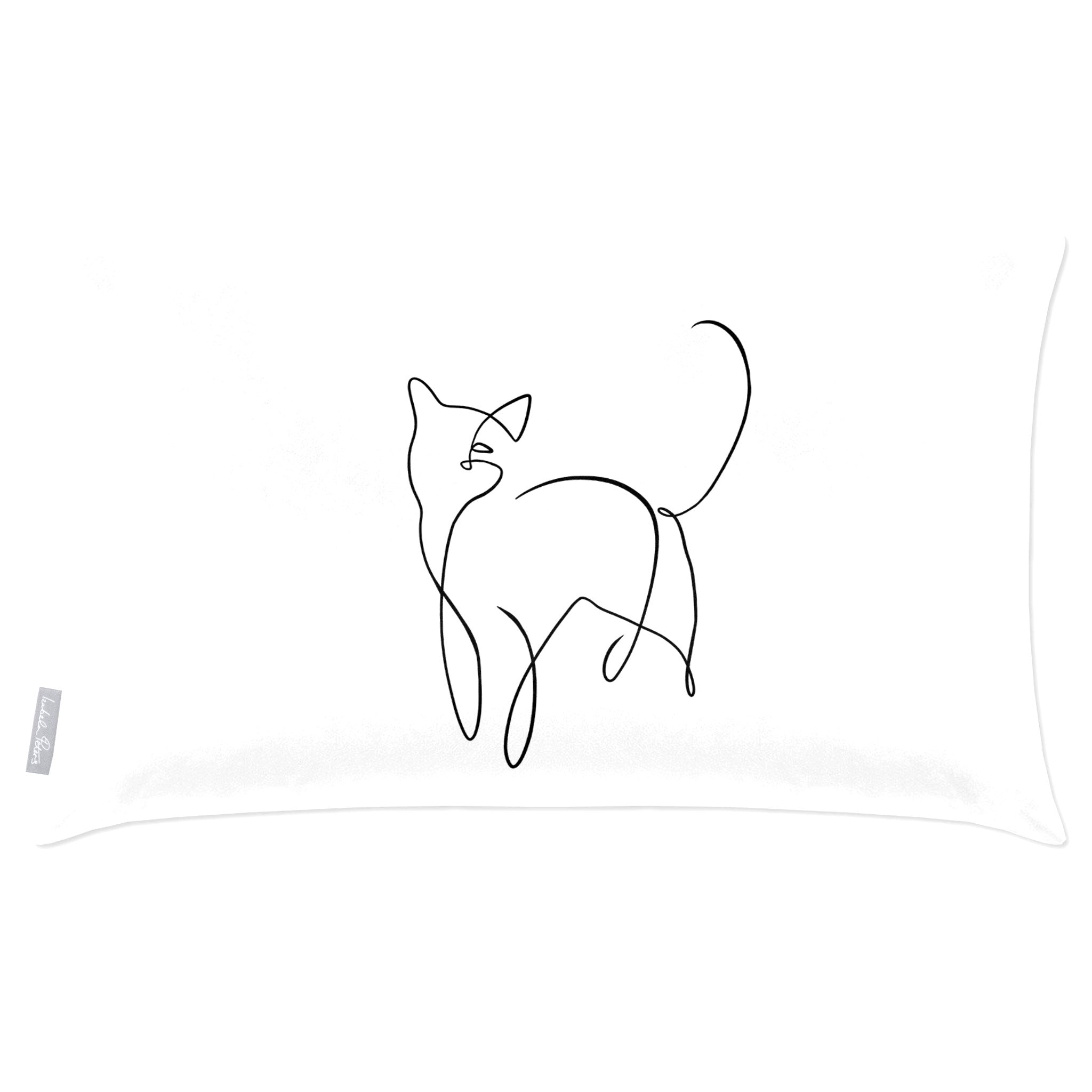 Cat | Sustainable Velvet Rectangle Cushion - White And Black 50 x 30 cm Cover Only by Izabela Peters