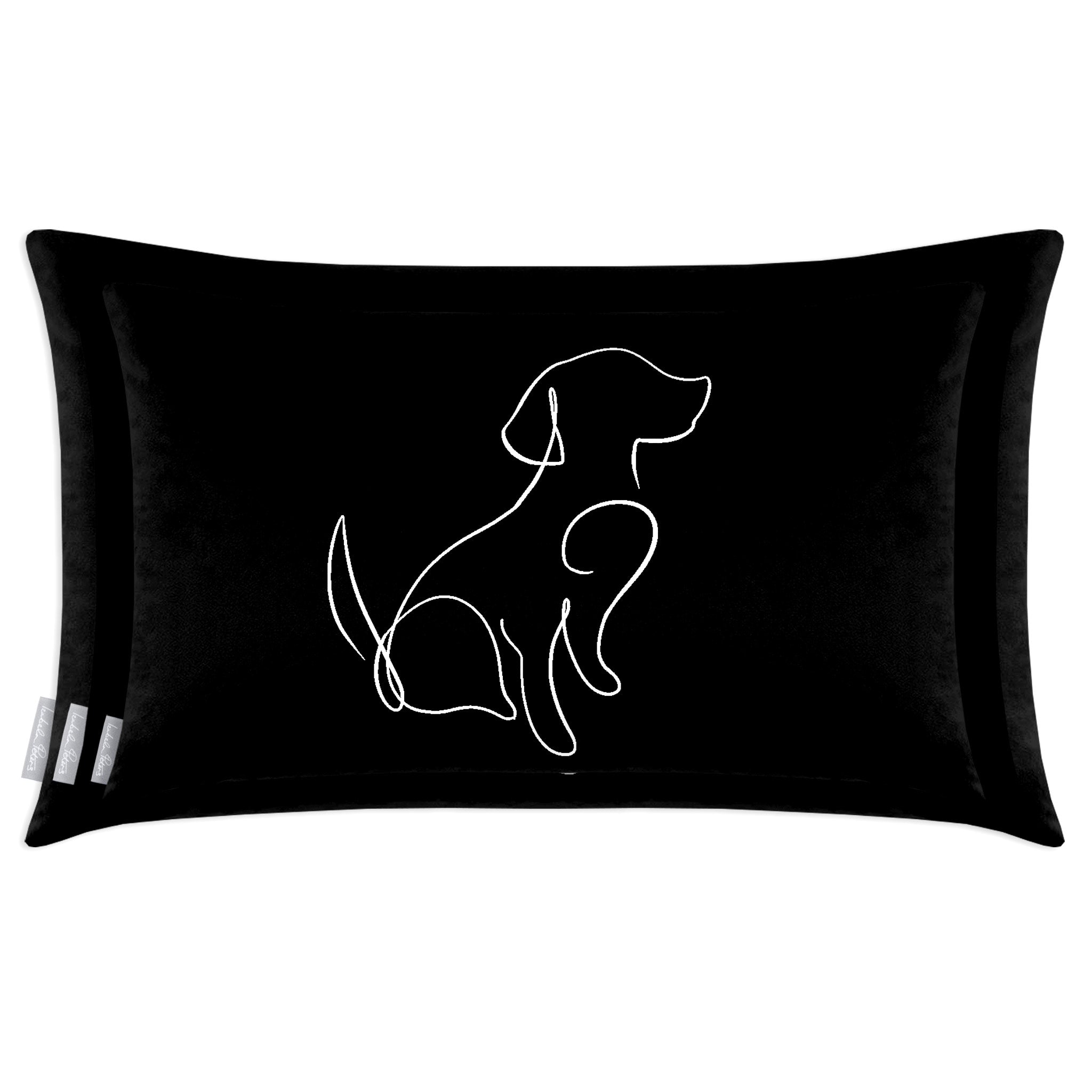 Dog | Sustainable Velvet Rectangle Cushion - Black and White 50 x 30 cm Cover Only by Izabela Peters