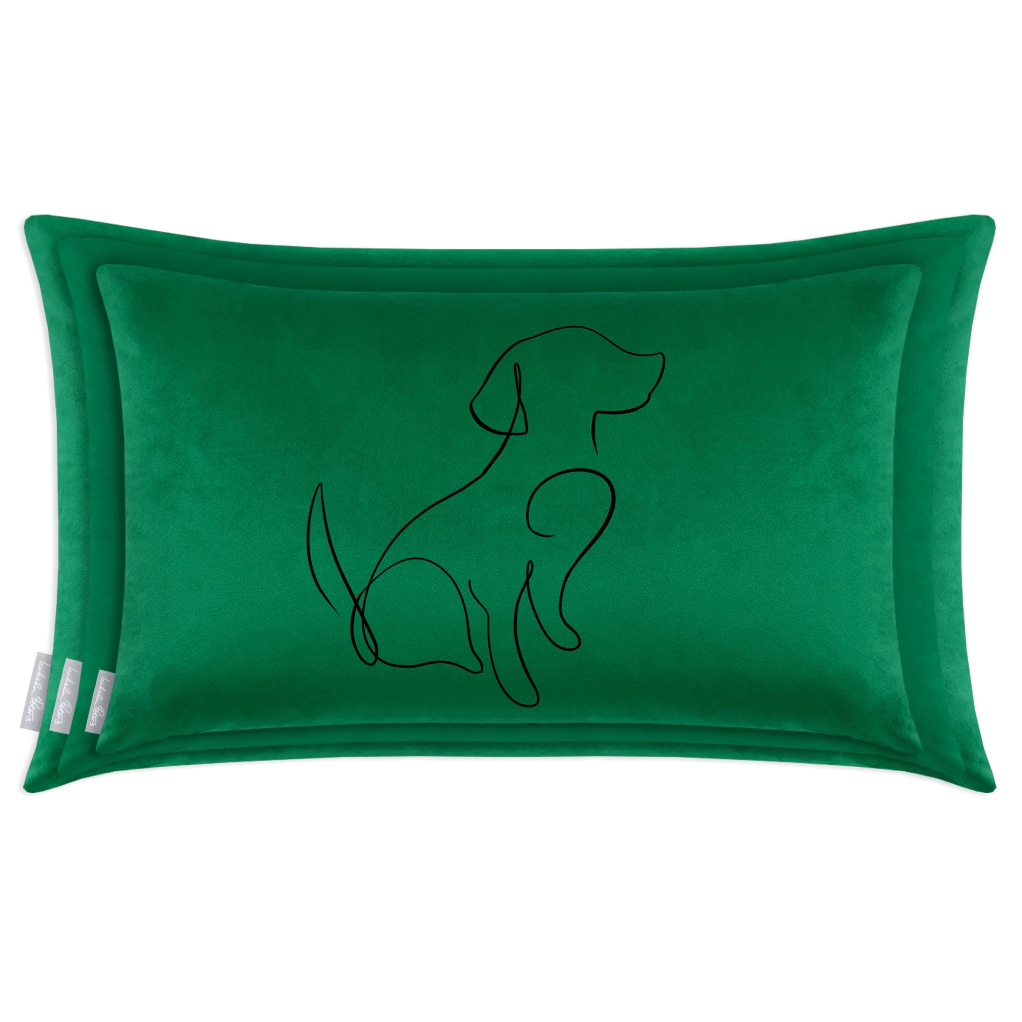 Dog | Sustainable Velvet Rectangle Cushion - Emerald Green 50 x 30 cm Cover Only by Izabela Peters