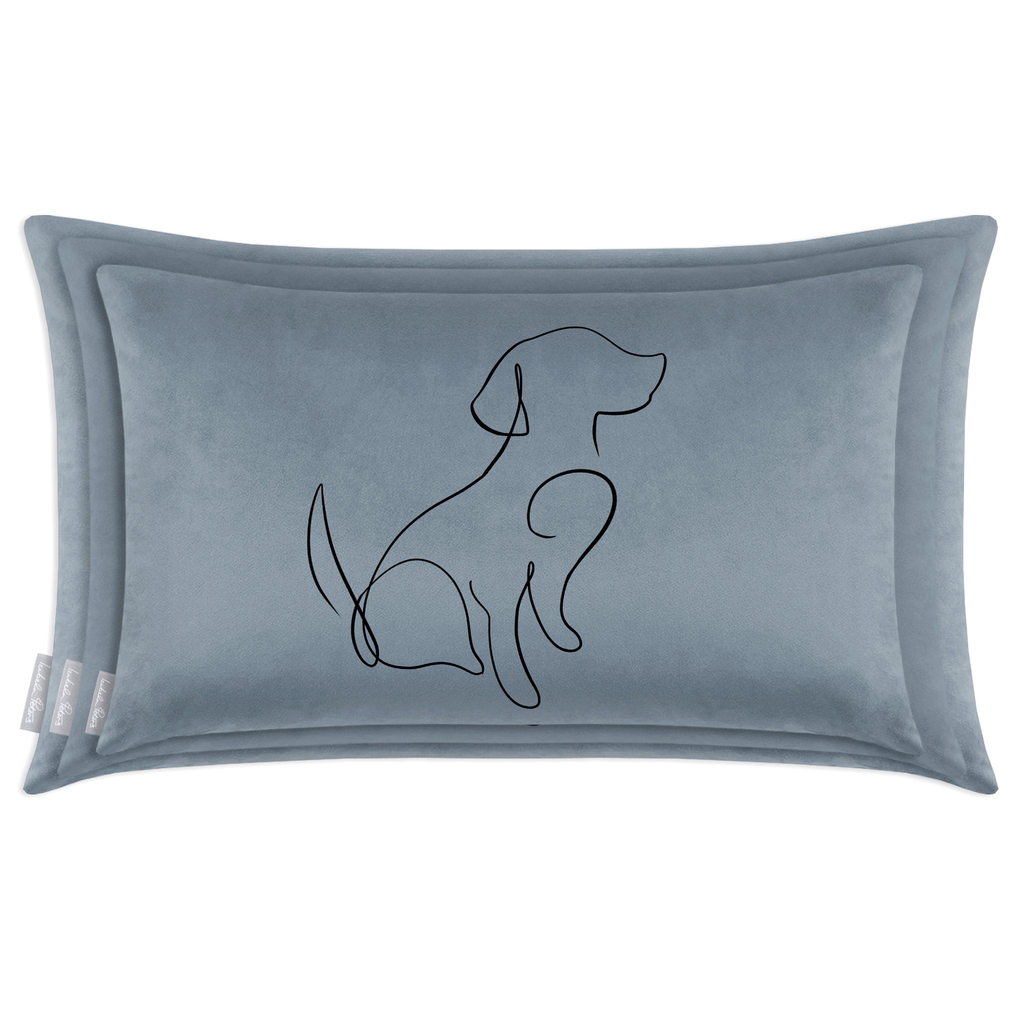 Dog | Sustainable Velvet Rectangle Cushion in French Grey 50 x 30 cm Cover Only | Izabela Peters