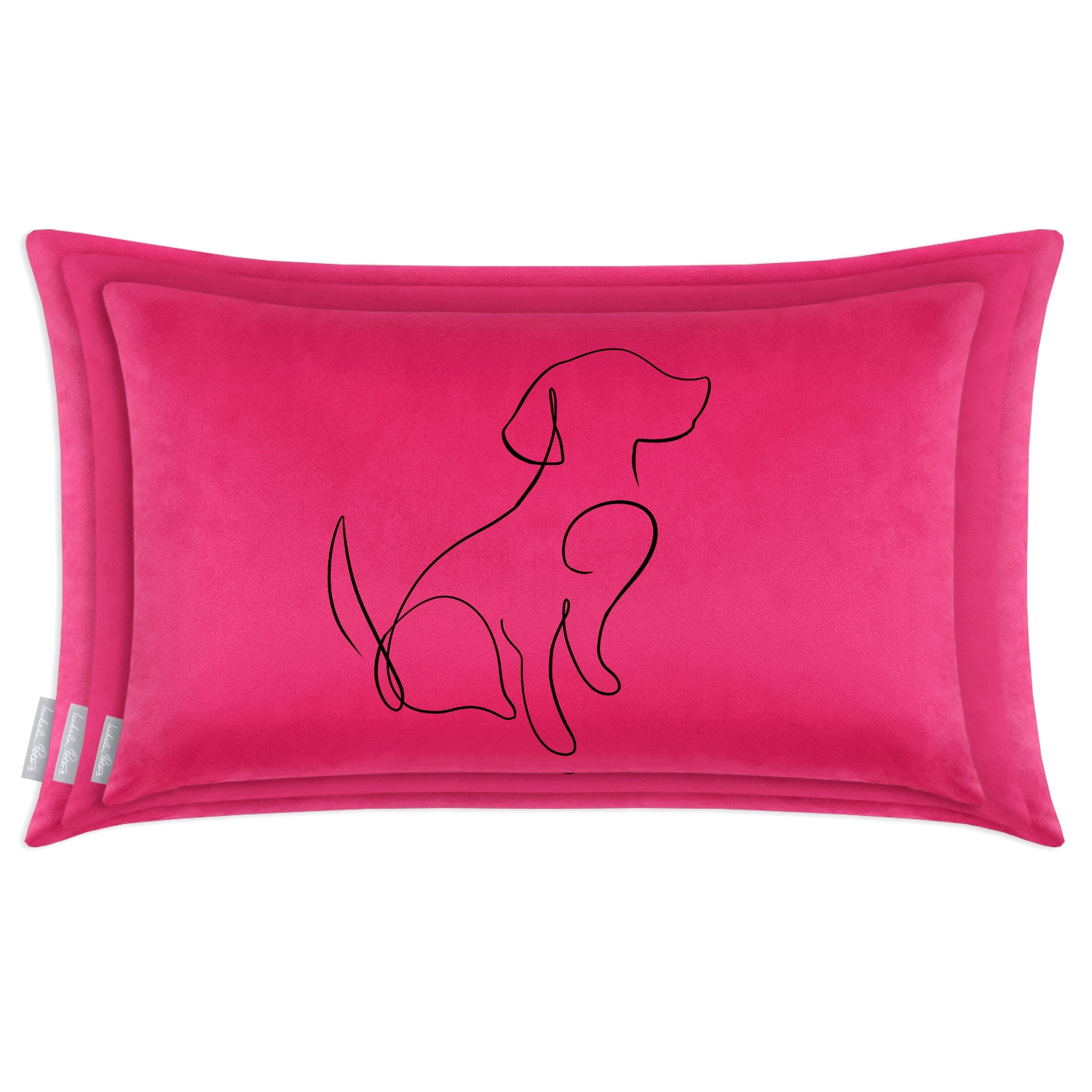 Dog | Sustainable Velvet Rectangle Cushion - Hot Pink 50 x 30 cm Cover Only by Izabela Peters
