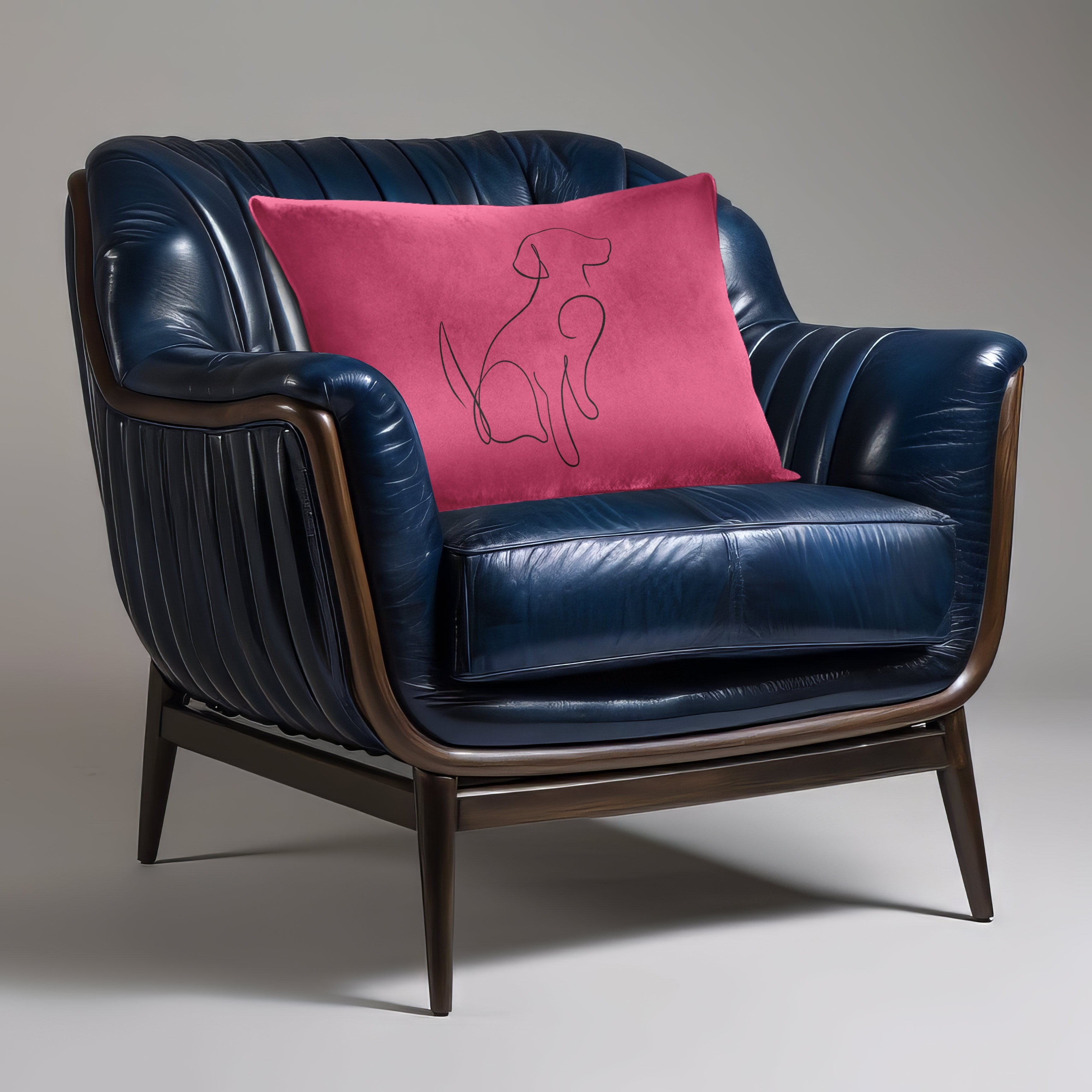 Dog | Sustainable Velvet Rectangle Cushion - Hot Pink 50 x 30 cm Cover Only by Izabela Peters