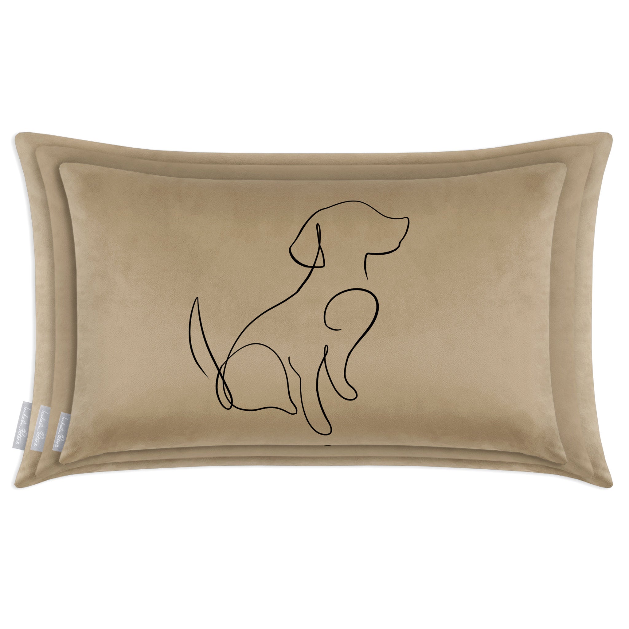 Dog | Sustainable Velvet Rectangle Cushion - Taupe 50 x 30 cm Cover Only by Izabela Peters