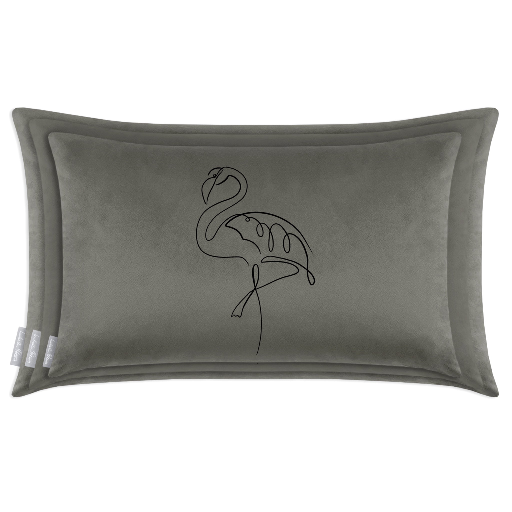 Abstract Flamingo | Sustainable Velvet Rectangle Cushion - Beluga 50 x 30 cm Cover Only by Izabela Peters