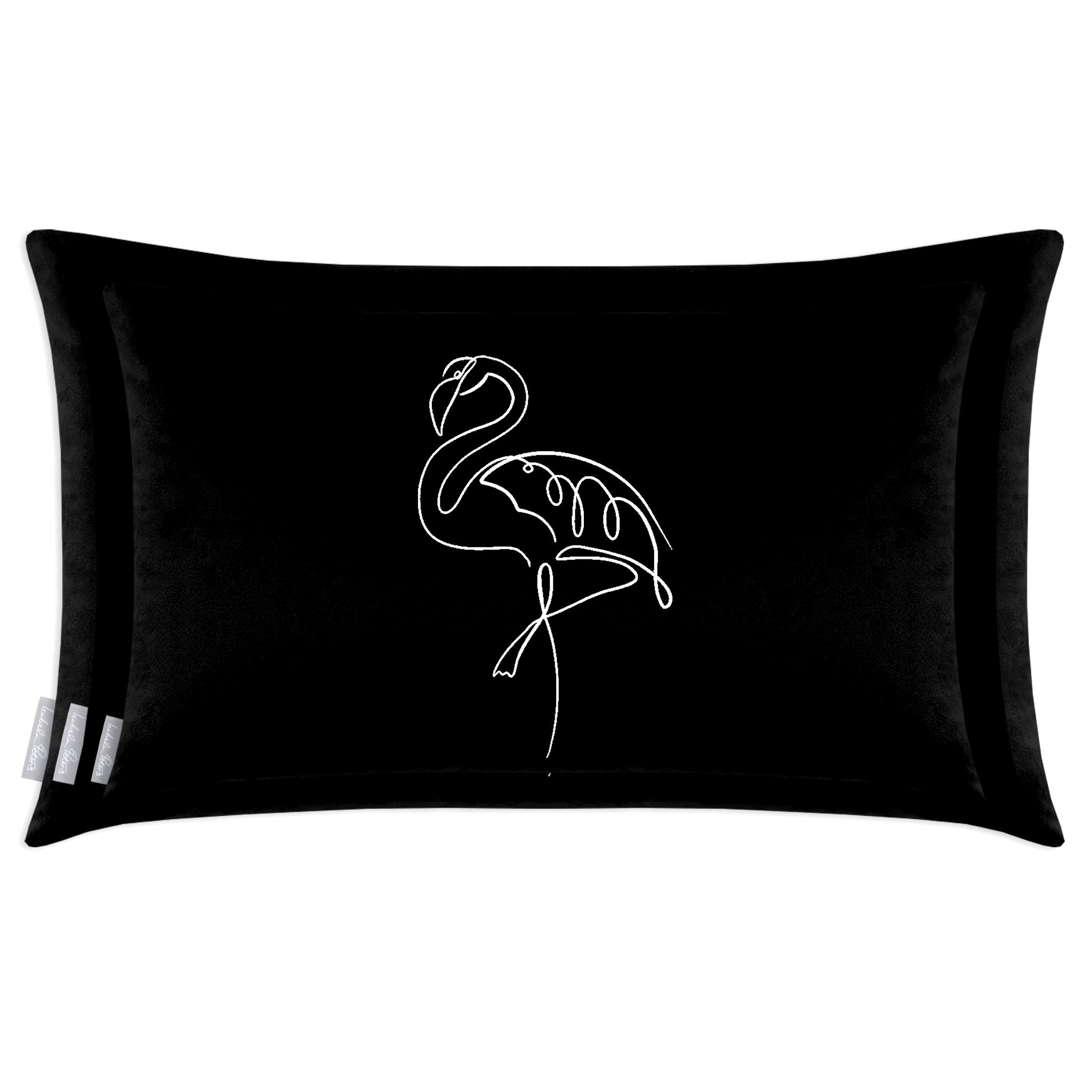 Abstract Flamingo | Sustainable Velvet Rectangle Cushion - Black and White 50 x 30 cm Cover Only by Izabela Peters