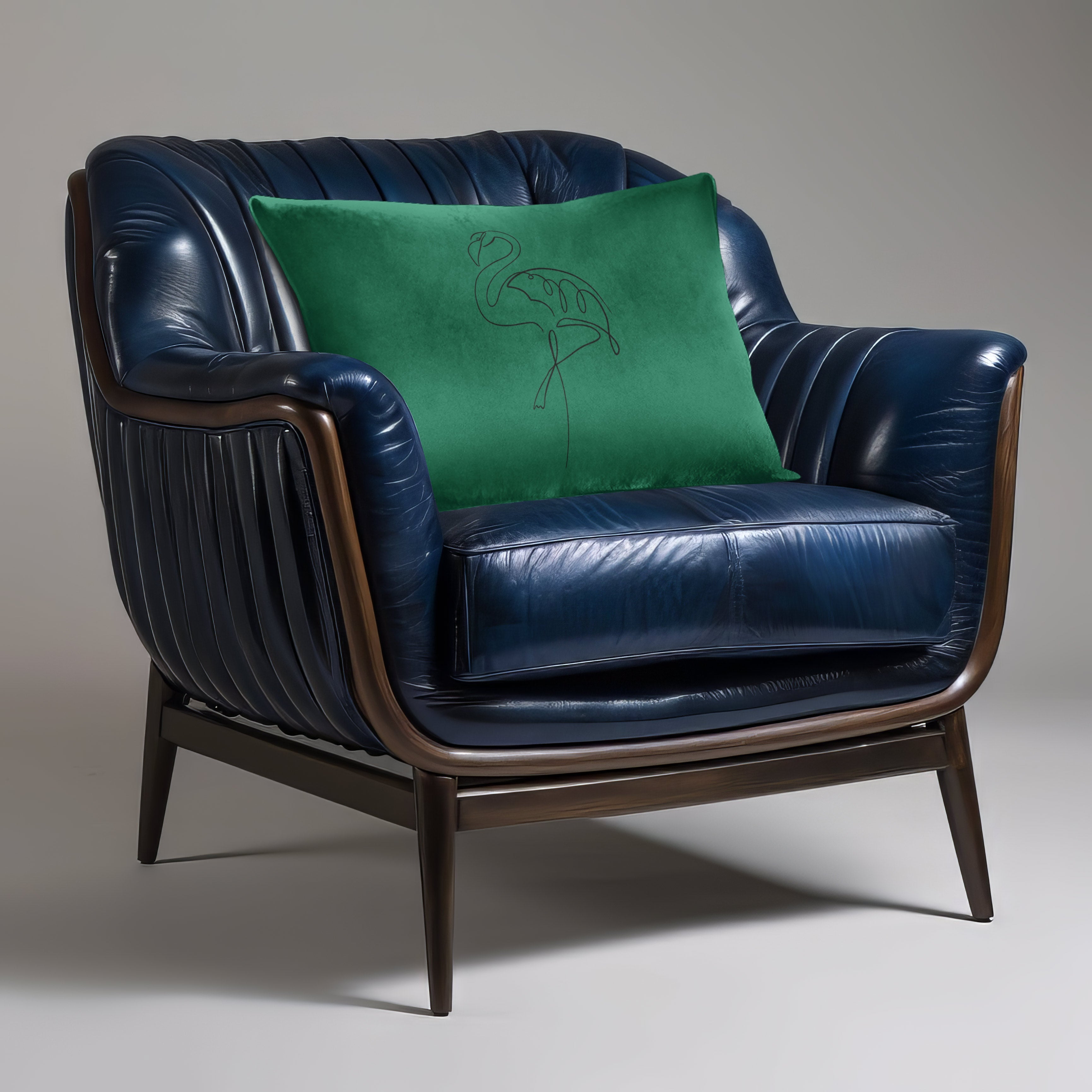 Abstract Flamingo | Sustainable Velvet Rectangle Cushion - Emerald Green 50 x 30 cm Cover Only by Izabela Peters