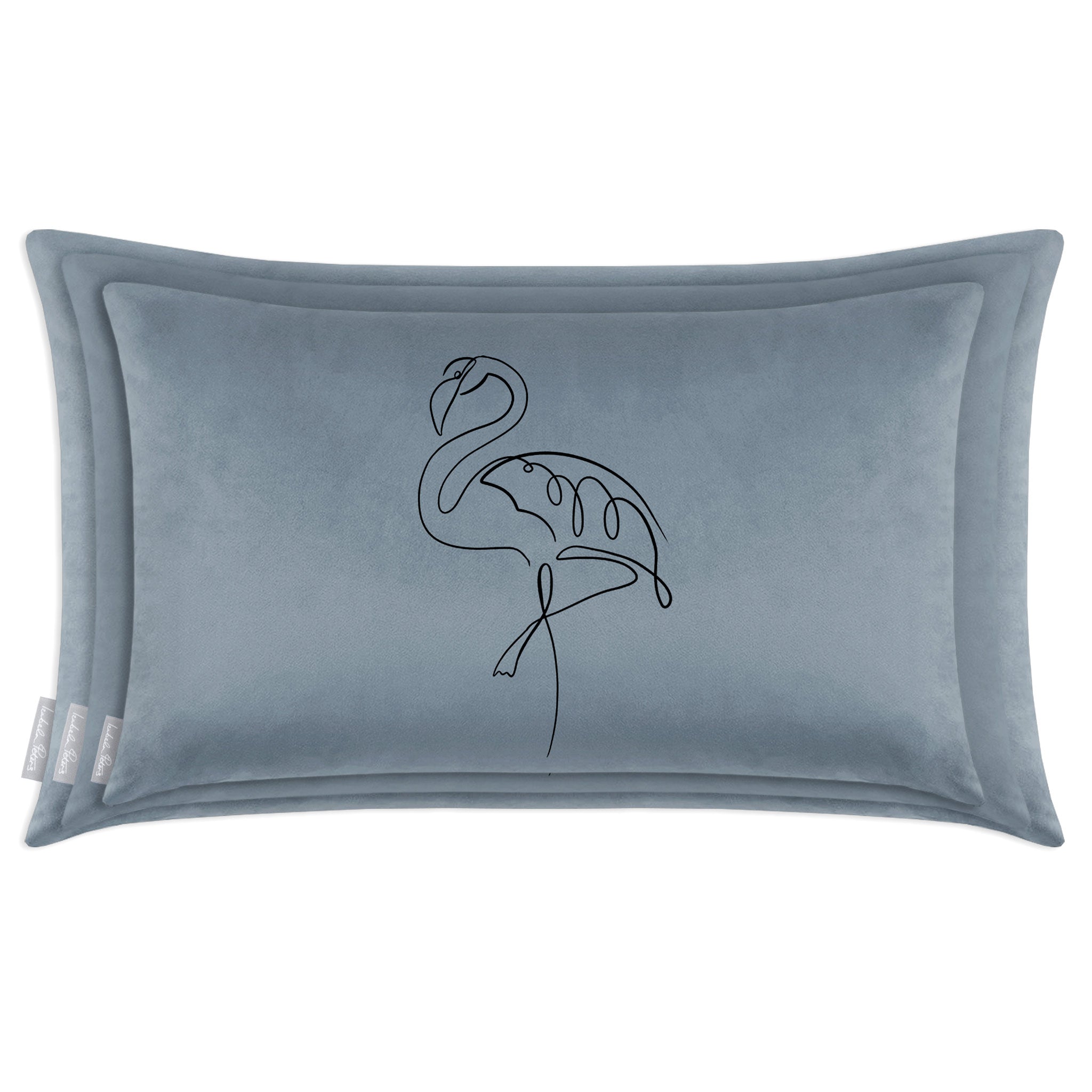Abstract Flamingo | Sustainable Velvet Rectangle Cushion - French Grey 50 x 30 cm Cover Only by Izabela Peters