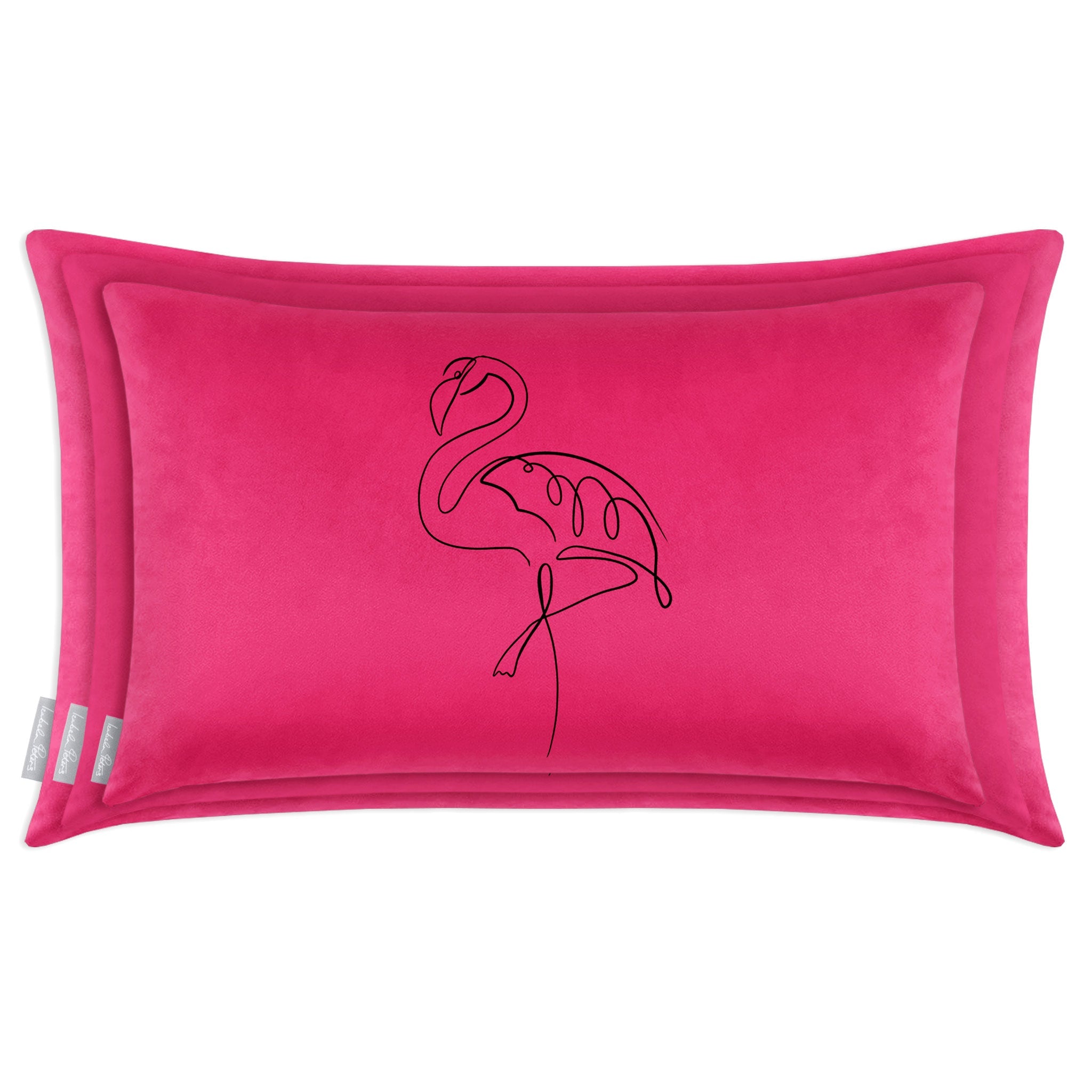 Abstract Flamingo | Sustainable Velvet Rectangle Cushion - Hot Pink 50 x 30 cm Cover Only by Izabela Peters