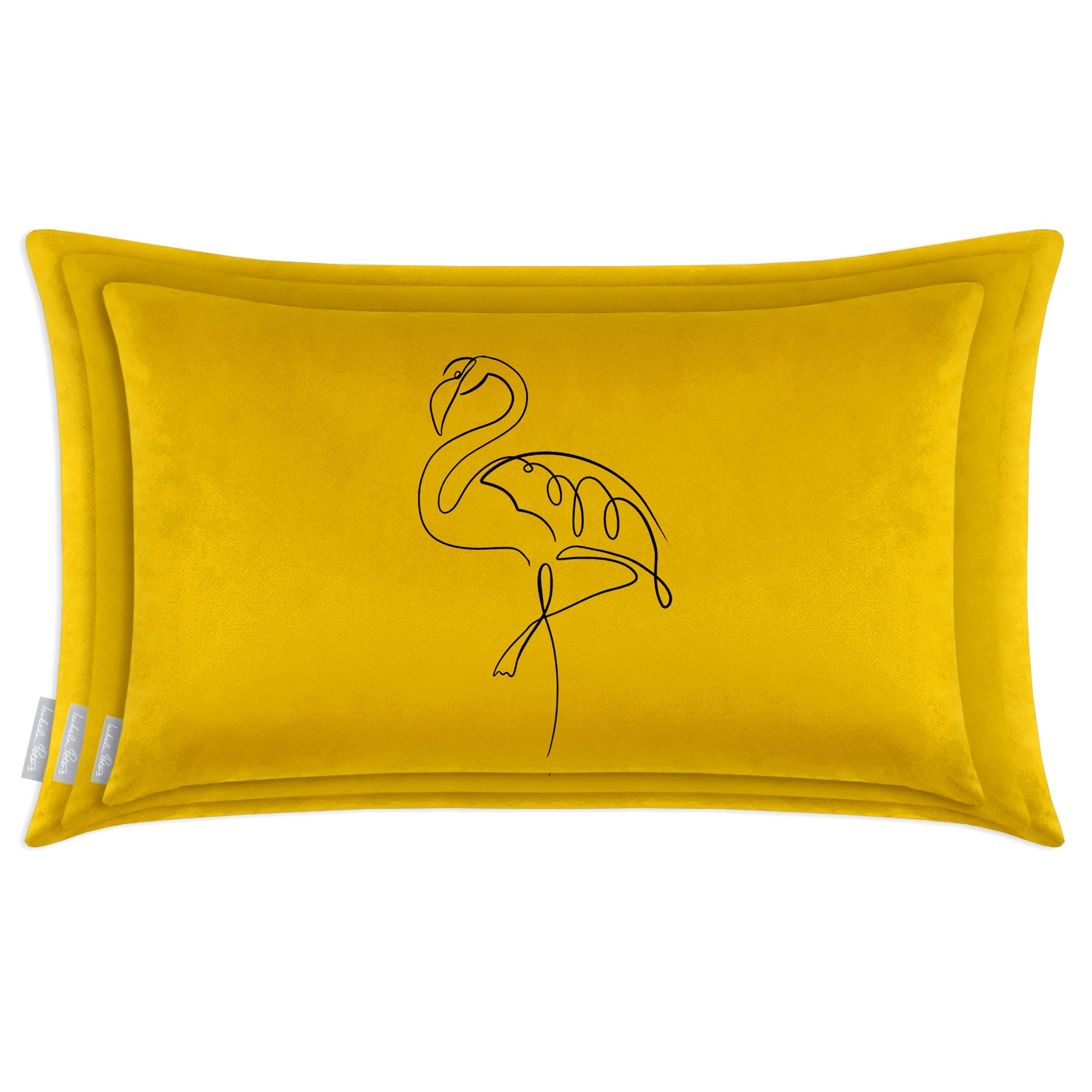 Abstract Flamingo | Sustainable Velvet Rectangle Cushion - Mustard Ochre 50 x 30 cm Cover Only by Izabela Peters