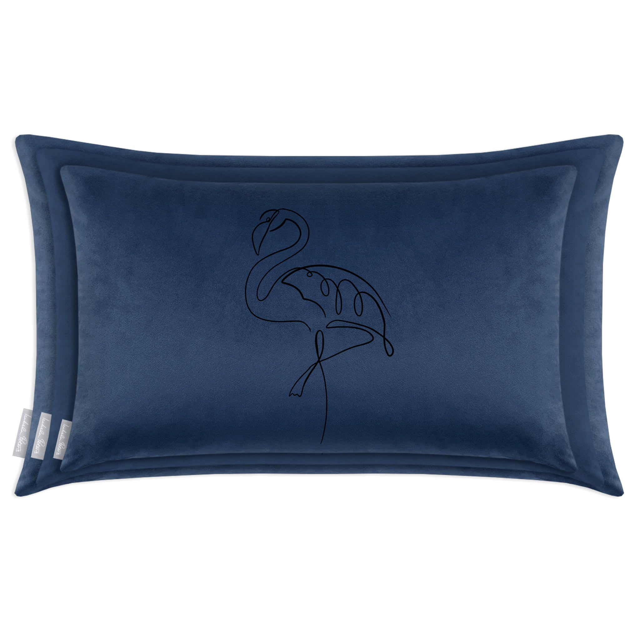 Abstract Flamingo | Sustainable Velvet Rectangle Cushion - Petrol Blue 50 x 30 cm Cover Only by Izabela Peters