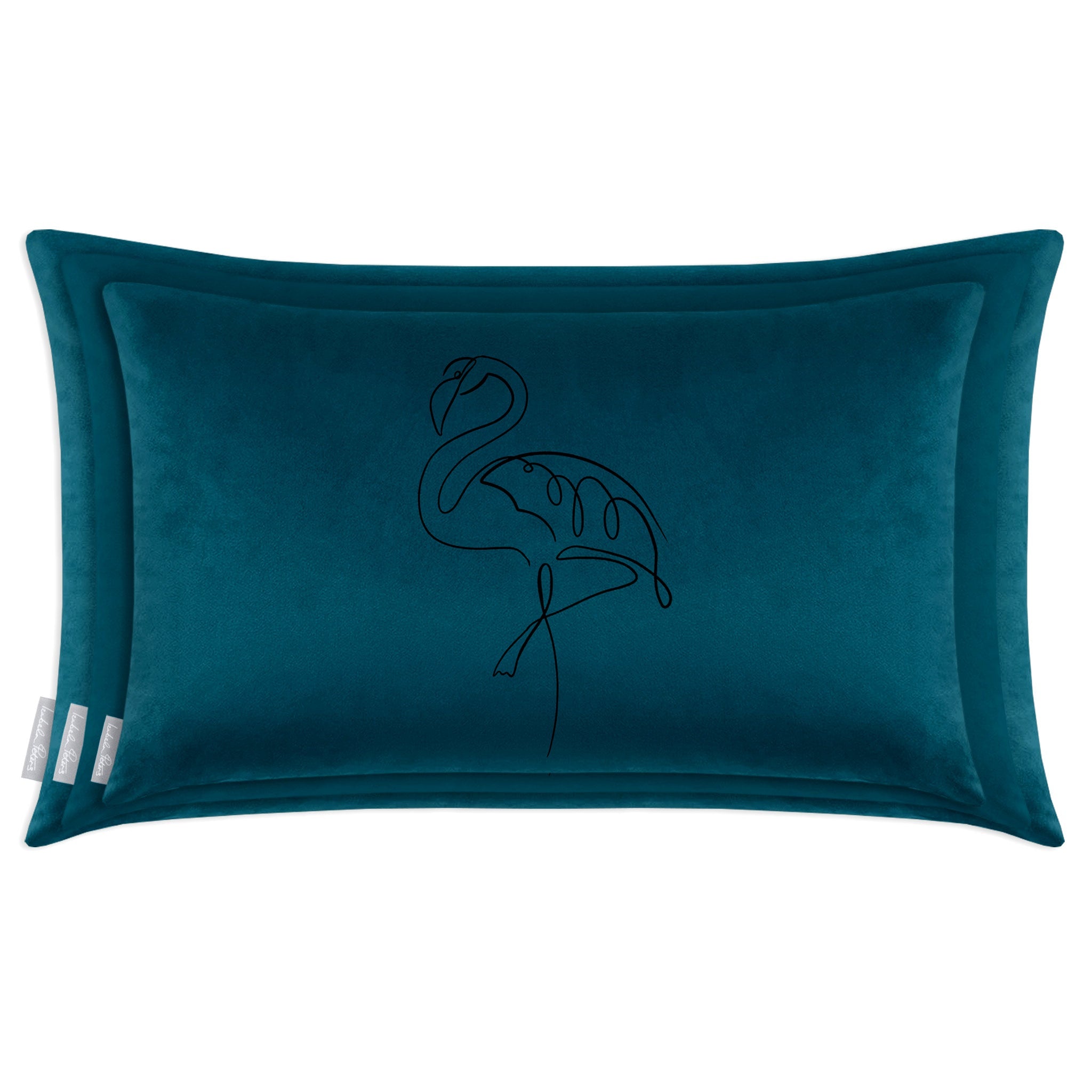 Abstract Flamingo | Sustainable Velvet Rectangle Cushion - Teal 50 x 30 cm Cover Only by Izabela Peters