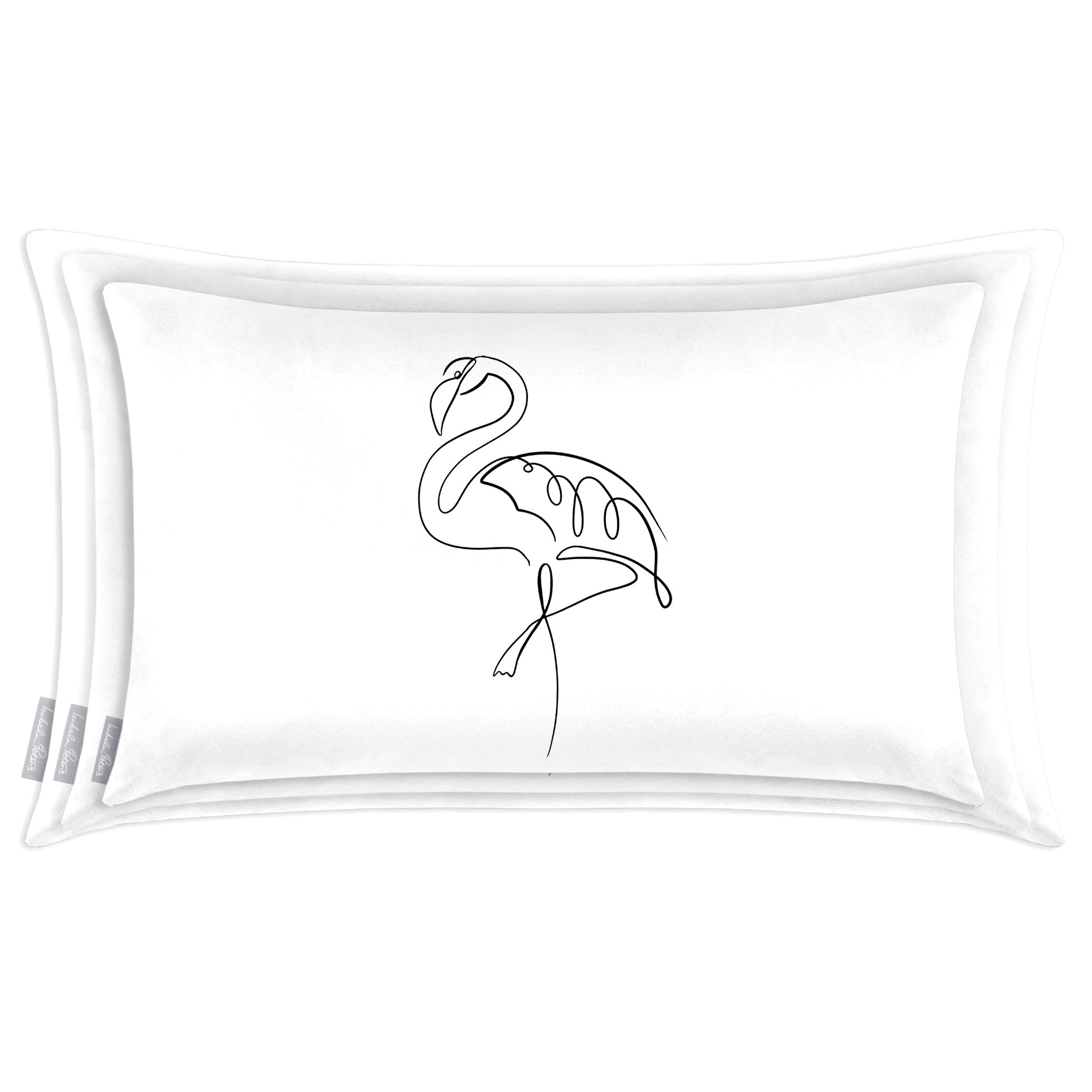 Abstract Flamingo | Sustainable Velvet Rectangle Cushion - White and Black 50 x 30 cm Cover Only by Izabela Peters