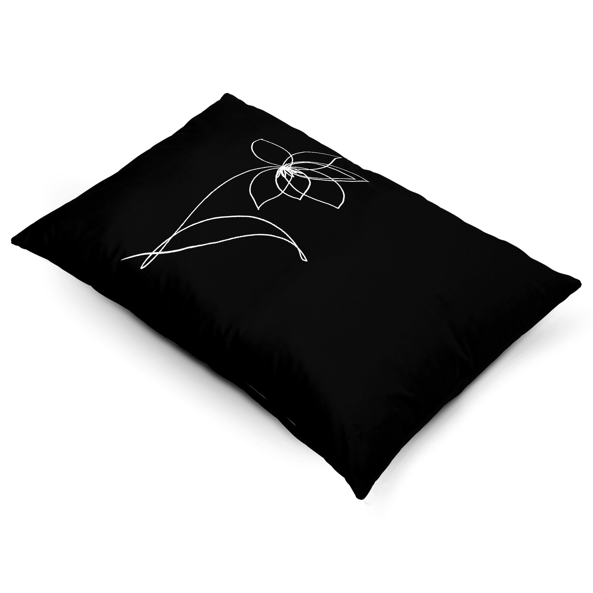 Flower | Sustainable Velvet Rectangle Cushion - Black and White 50 x 30 cm Cover Only by Izabela Peters