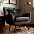 Flower | Sustainable Velvet Rectangle Cushion - Black and White 50 x 30 cm Cover Only by Izabela Peters