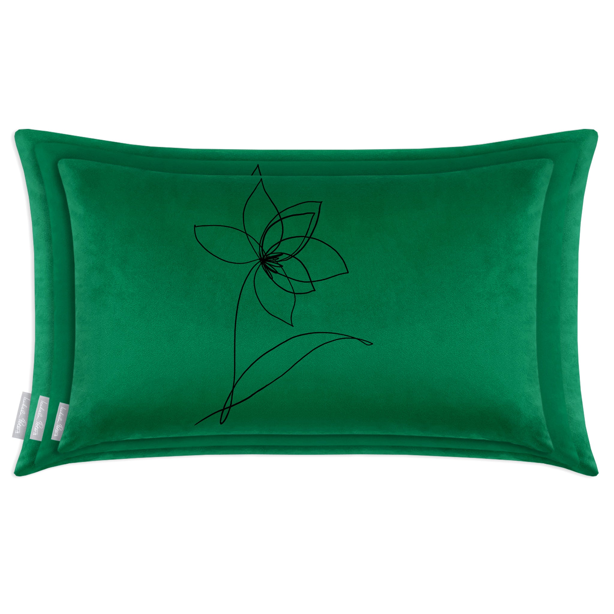 Flower | Sustainable Velvet Rectangle Cushion - Emerald Green 50 x 30 cm Cover Only by Izabela Peters