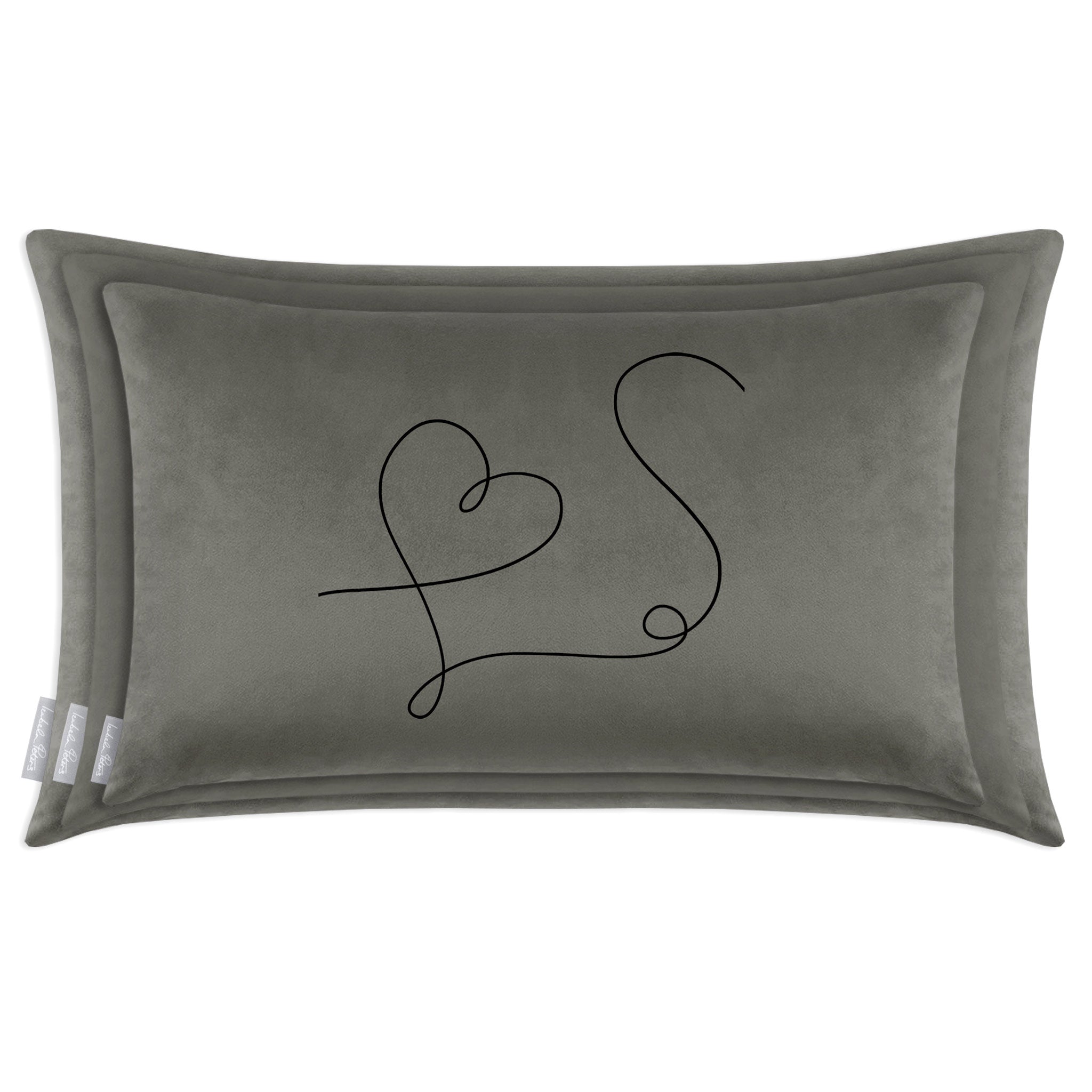Heart | Sustainable Velvet Rectangle Cushion - Beluga 50 x 30 cm Cover Only by Izabela Peters