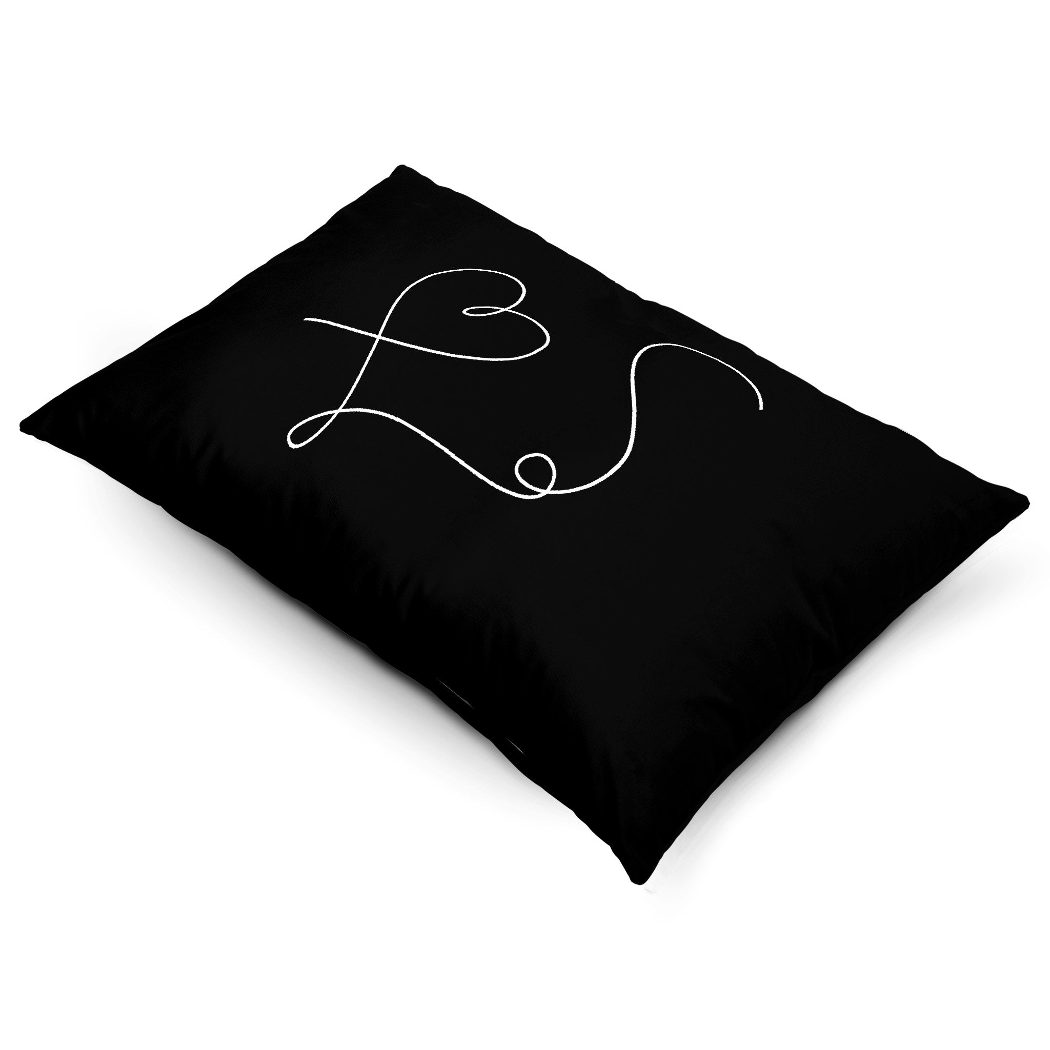 Heart | Sustainable Velvet Rectangle Cushion - Black and White 50 x 30 cm Cover Only by Izabela Peters