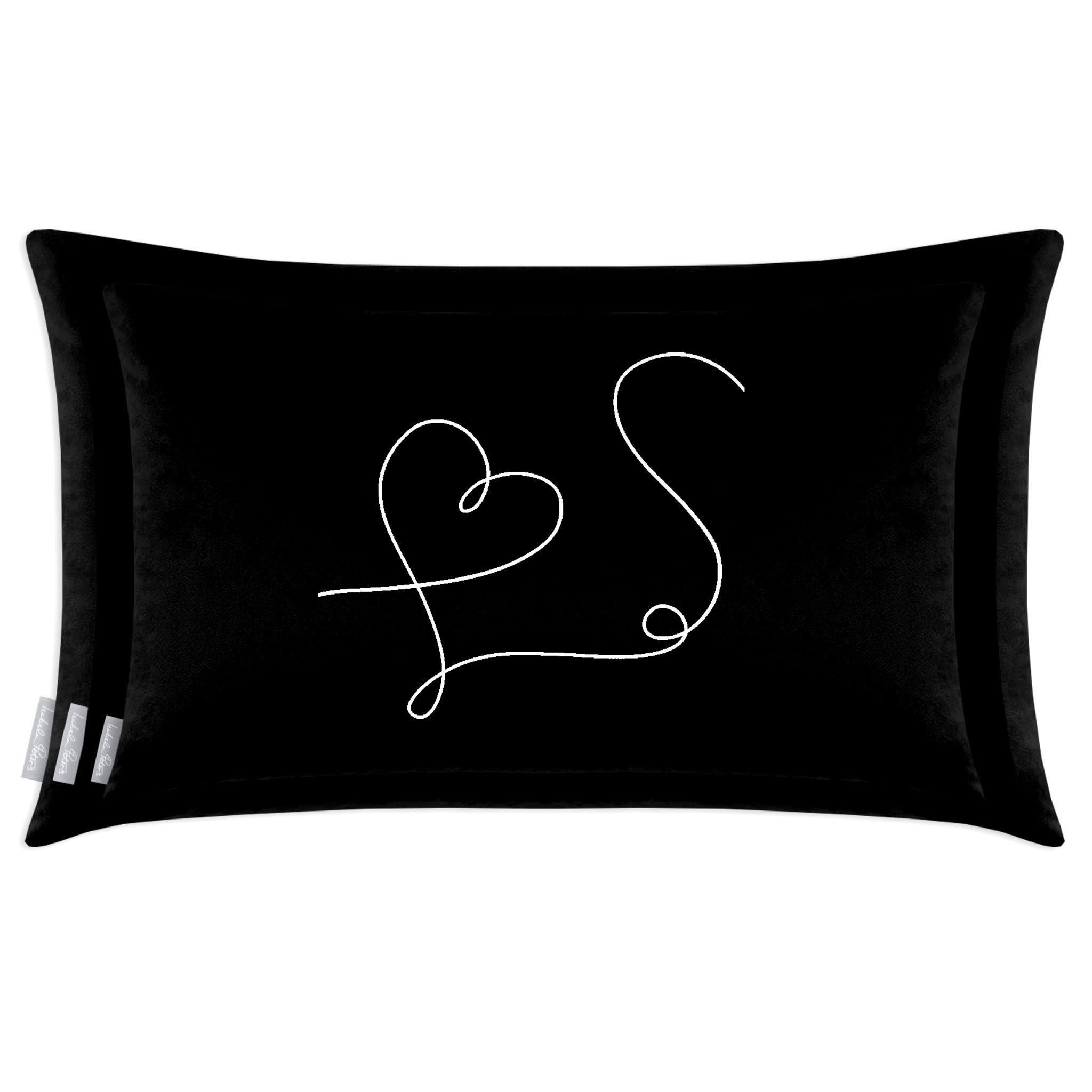Heart | Sustainable Velvet Rectangle Cushion - Black and White 50 x 30 cm Cover Only by Izabela Peters