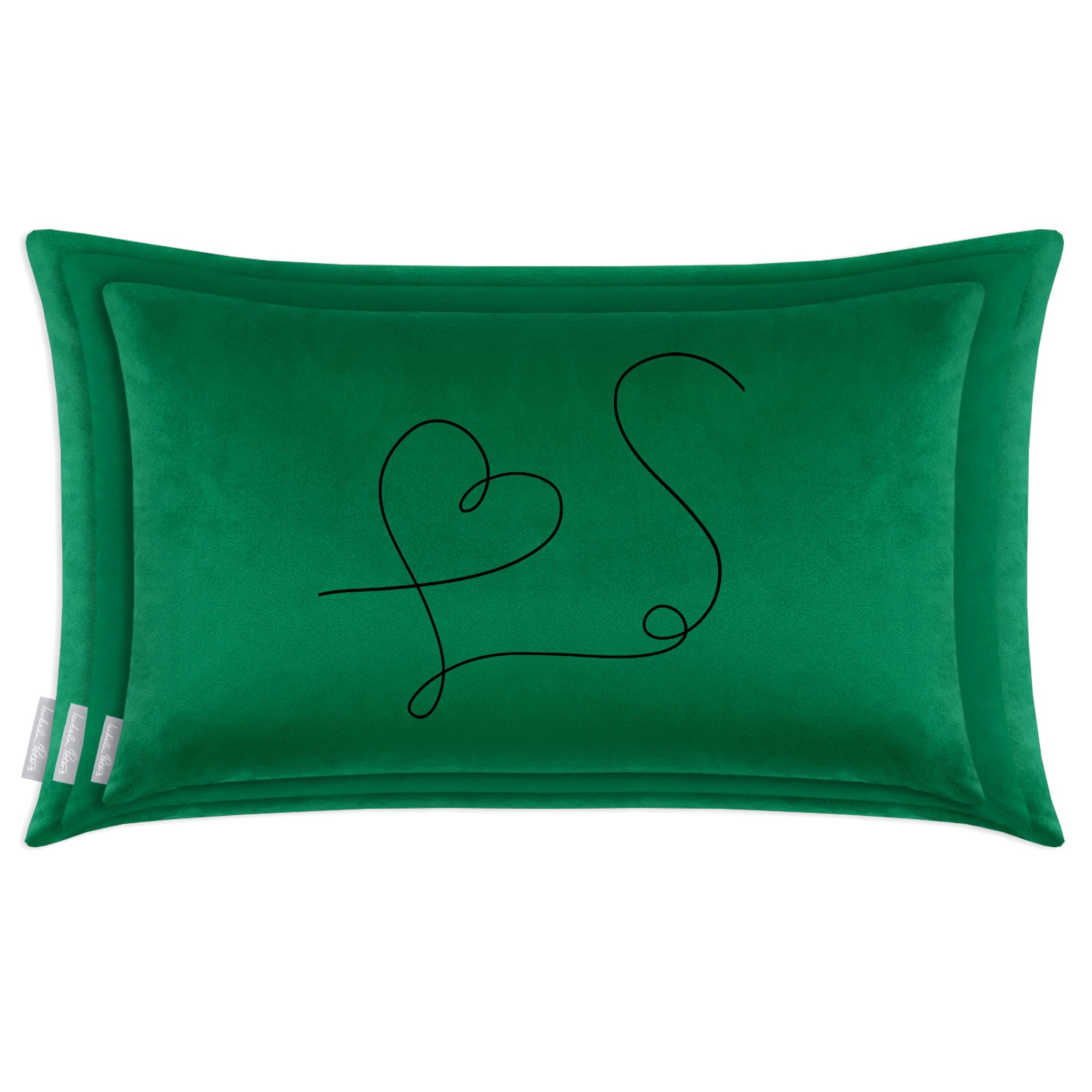 Heart | Sustainable Velvet Rectangle Cushion - Emerald Green 50 x 30 cm Cover Only by Izabela Peters
