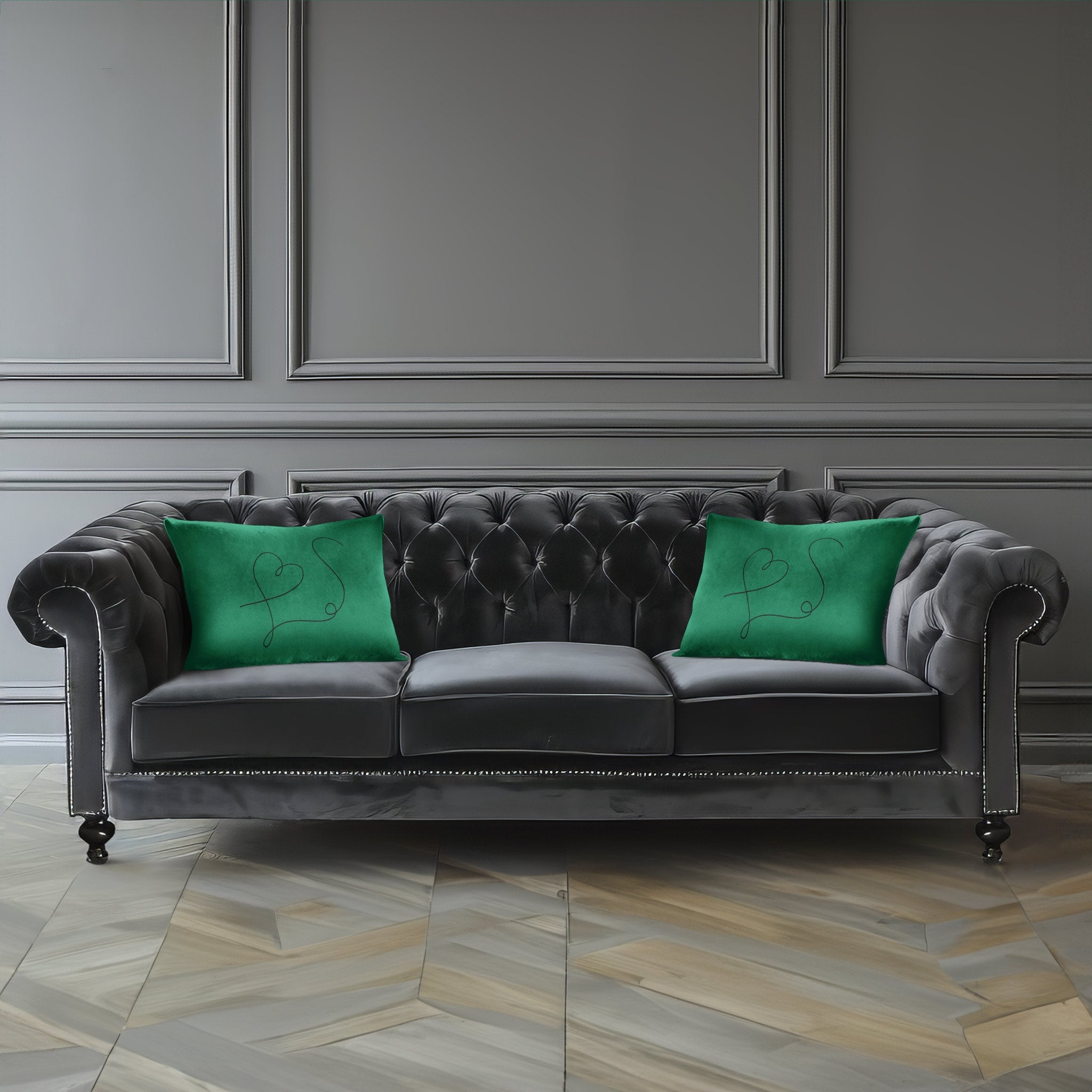 Heart | Sustainable Velvet Rectangle Cushion - Emerald Green 50 x 30 cm Cover Only by Izabela Peters