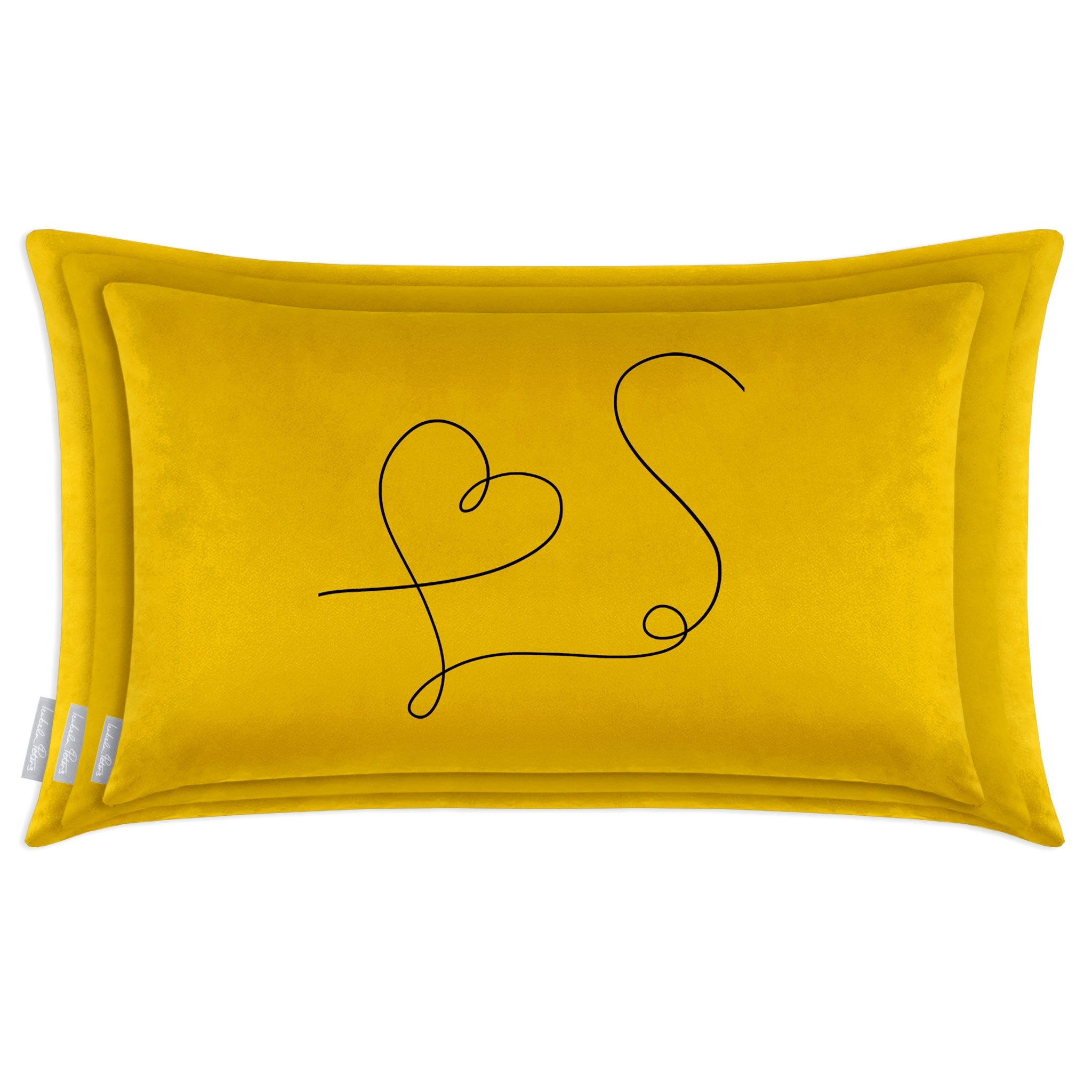 Heart | Sustainable Velvet Rectangle Cushion - Mustard Ochre 50 x 30 cm Cover Only by Izabela Peters
