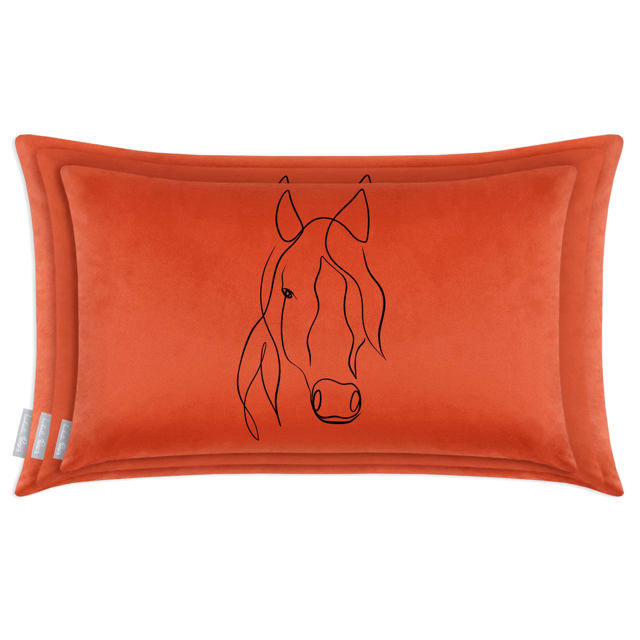 Horse | Sustainable Velvet Rectangle Cushion - Burnt Ochre 50 x 30 cm Cover Only by Izabela Peters