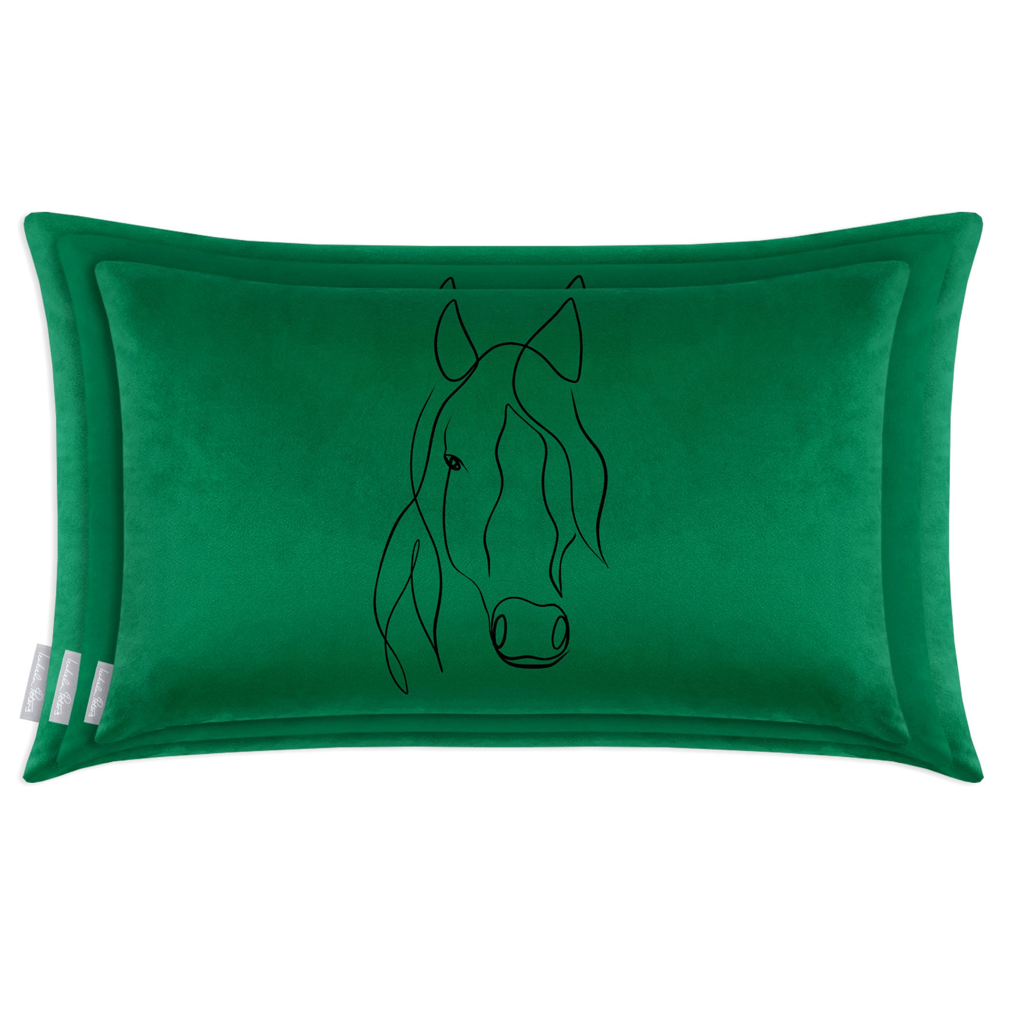 Horse | Sustainable Velvet Rectangle Cushion - Emerald Green 50 x 30 cm Cover Only by Izabela Peters