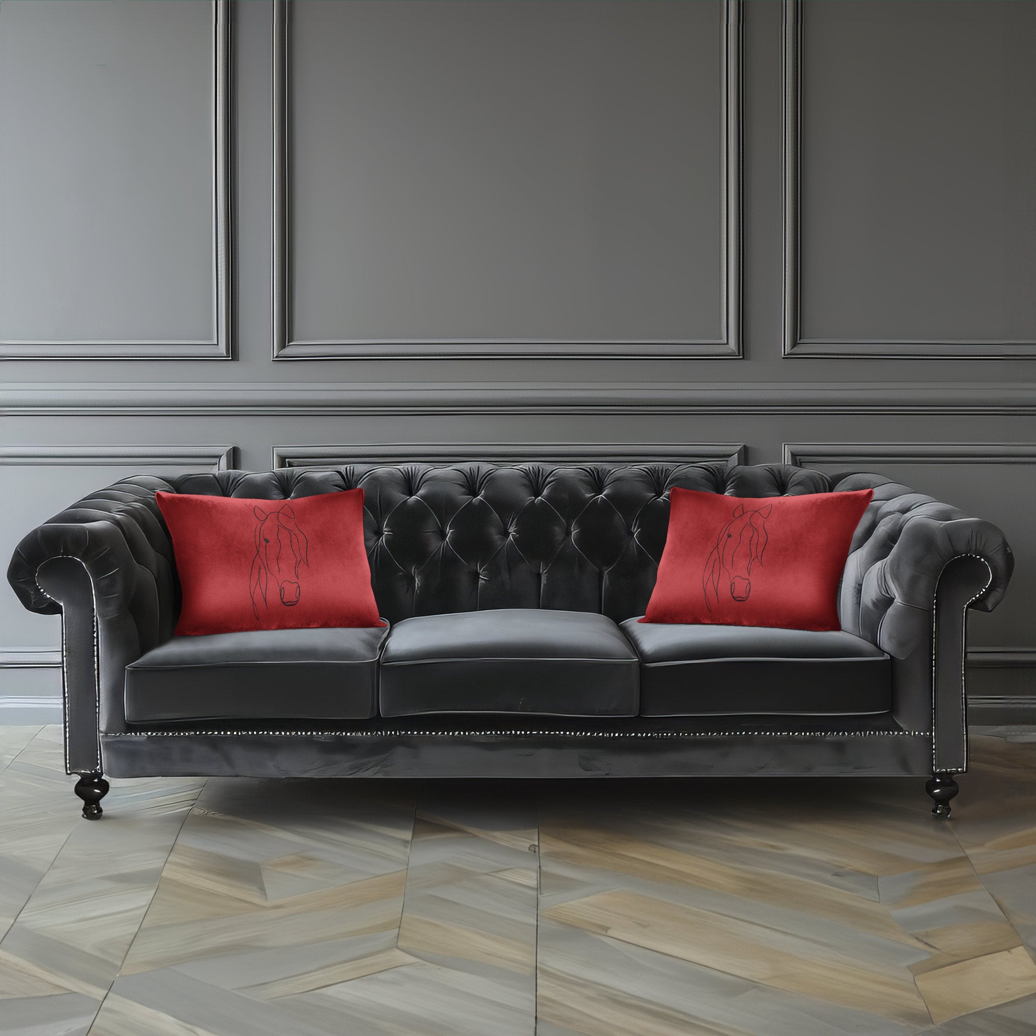 Horse | Sustainable Velvet Rectangle Cushion - Crimson Muse 50 x 30 cm Cover Only by Izabela Peters