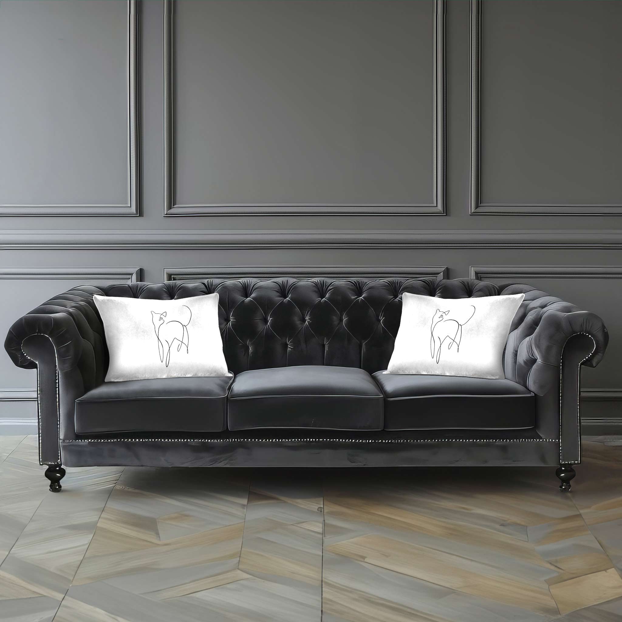 Horse | Sustainable Velvet Rectangle Cushion - White and Black 50 x 30 cm Cover Only by Izabela Peters