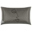 Joyful Face | Sustainable Velvet Rectangle Cushion - Petrol Blue 50 x 30 cm Cover Only by Izabela Peters