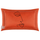 Joyful Face | Sustainable Velvet Rectangle Cushion - Burnt Ochre 50 x 30 cm Cover Only by Izabela Peters