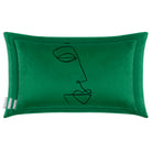 Joyful Face | Sustainable Velvet Rectangle Cushion - Emerald Green 50 x 30 cm Cover Only by Izabela Peters