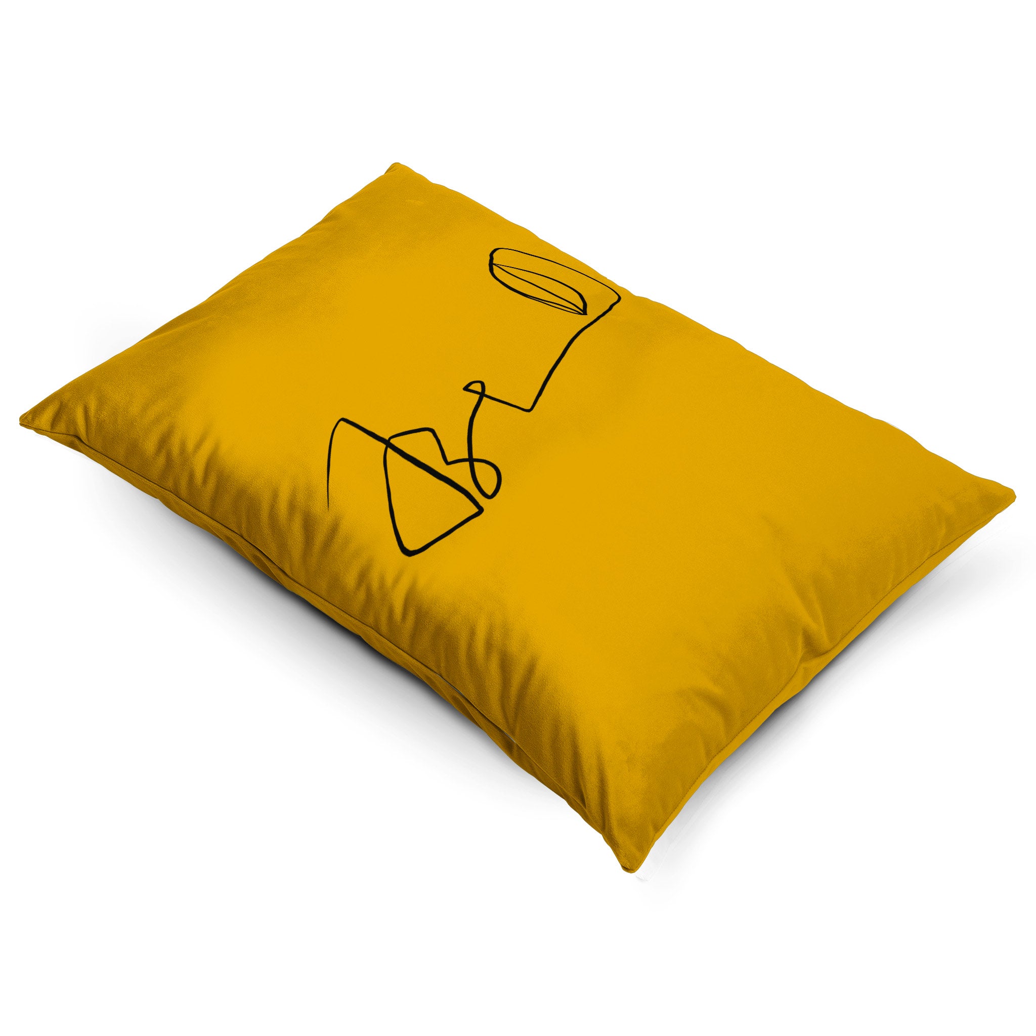 Joyful Face | Sustainable Velvet Rectangle Cushion - Mustard Ochre 50 x 30 cm Cover Only by Izabela Peters