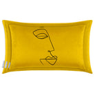 Joyful Face | Sustainable Velvet Rectangle Cushion - Mustard Ochre 50 x 30 cm Cover Only by Izabela Peters