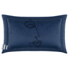 Joyful Face | Sustainable Velvet Rectangle Cushion - Petrol Blue 50 x 30 cm Cover Only by Izabela Peters
