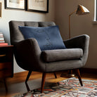 Joyful Face | Sustainable Velvet Rectangle Cushion - Petrol Blue 50 x 30 cm Cover Only by Izabela Peters